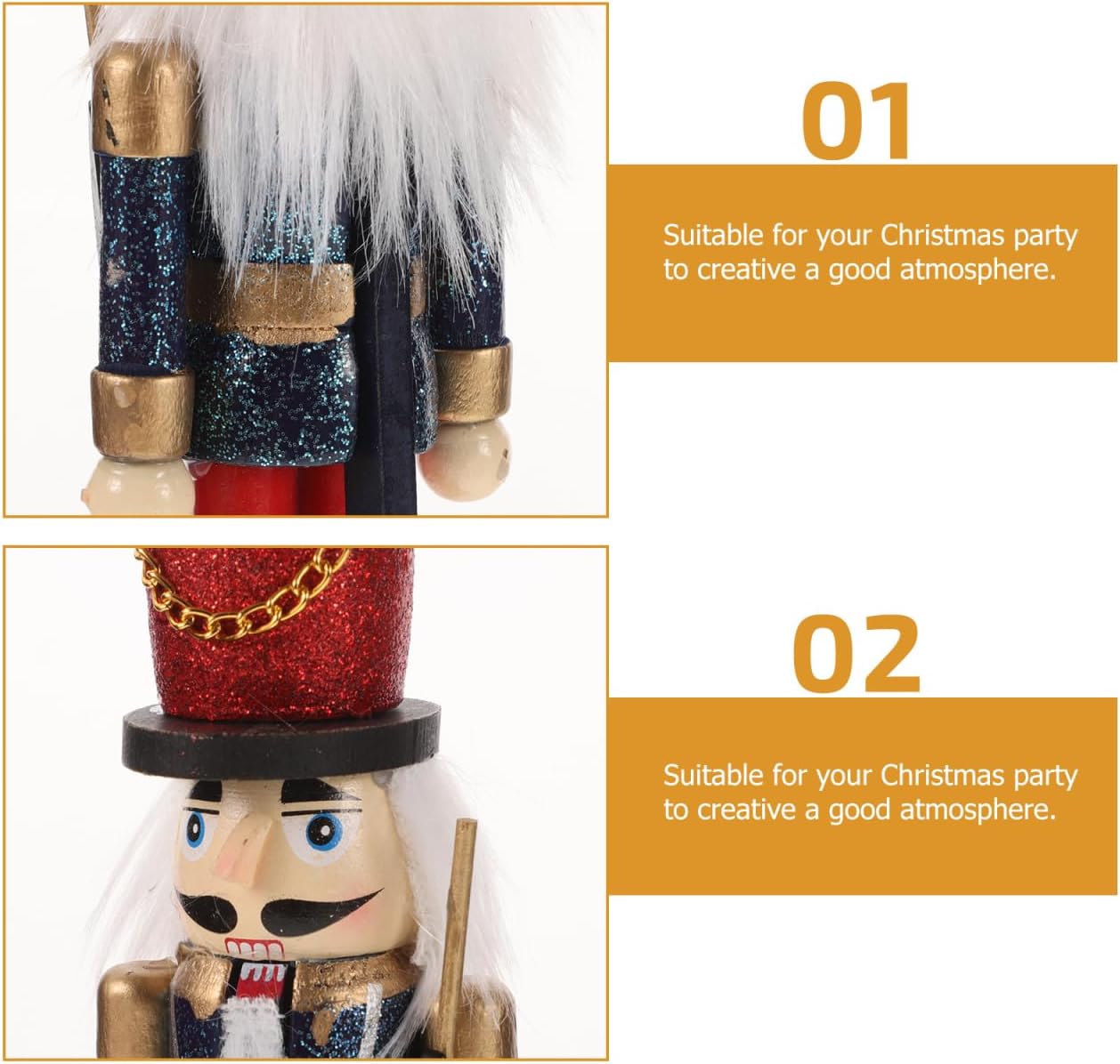 VOSAREA Christmas Nutcracker Traditional Wooden King Nutcracker Festive Decoration for Table Shelves Fireplace Window Bookcase (6 Inches)