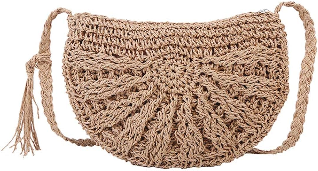 MAIRO LIFESTYLEStraw Wicker Handmade Boho Summer Beach Small Crochet Bag