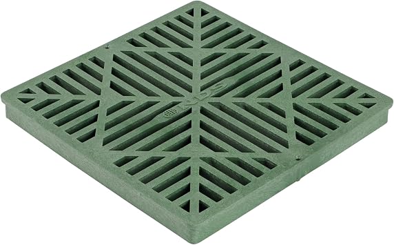 NDS 1212 Square Catch Basin Drain Grate, Diamond Design, Fits 12-Inch Catch Basin Drain, Risers and Low Profile Adapter, 12-Inch, Plastic, Green