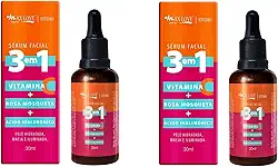 ZKMAGIC Kit 2 Unidades - Serum Facial 3 Em 1 Vitamina + C Rosa Mosqueta + Ácido Hialurônico - Pele Hidratada Macia E Iluminada 30Ml Max Love.
