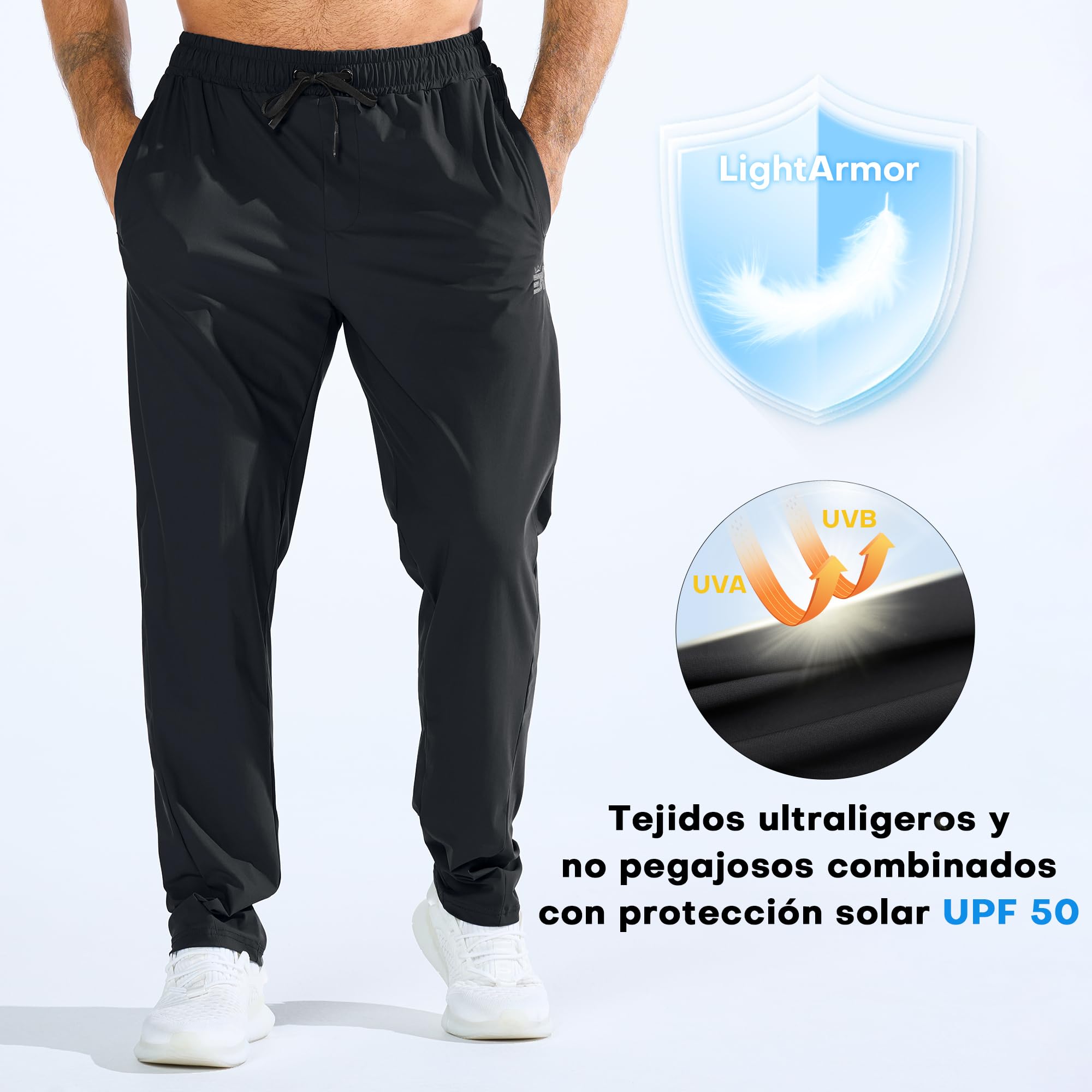 ZENWILL LightArmor Spodnie Sportowe Bieganie Męskie Jogger Siłownia Zamek Błyskawiczny Kieszeń Elastyczne Spodnie Długie Spodnie