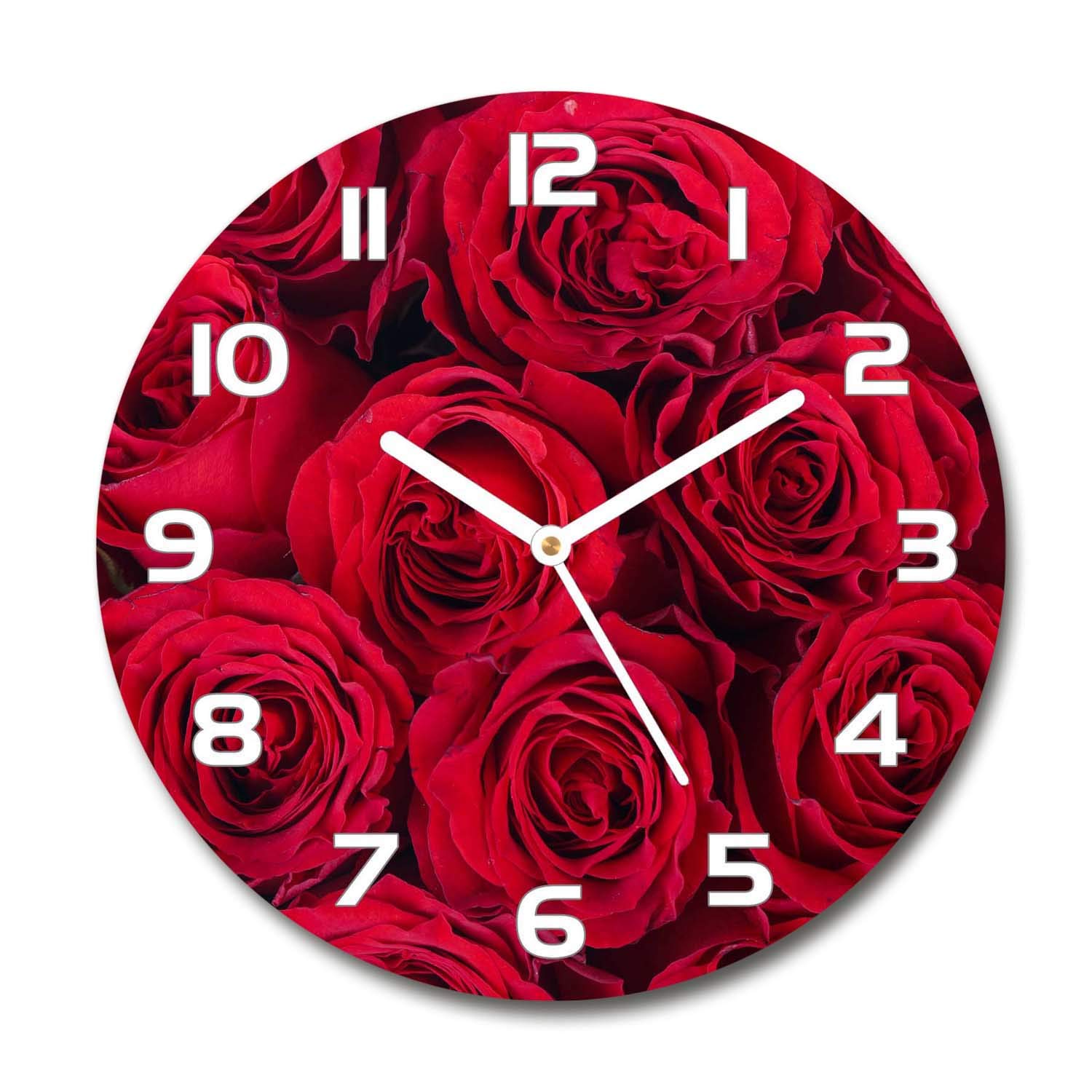 Horloge Design en Verre Sécurité Tulup Roses 30cm Finition Élégante