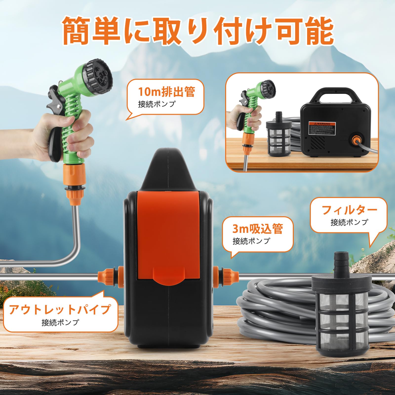 Amazon | bumxca 自吸式ウォーターポンプ 充電式 水中ポンプ 【マキタ