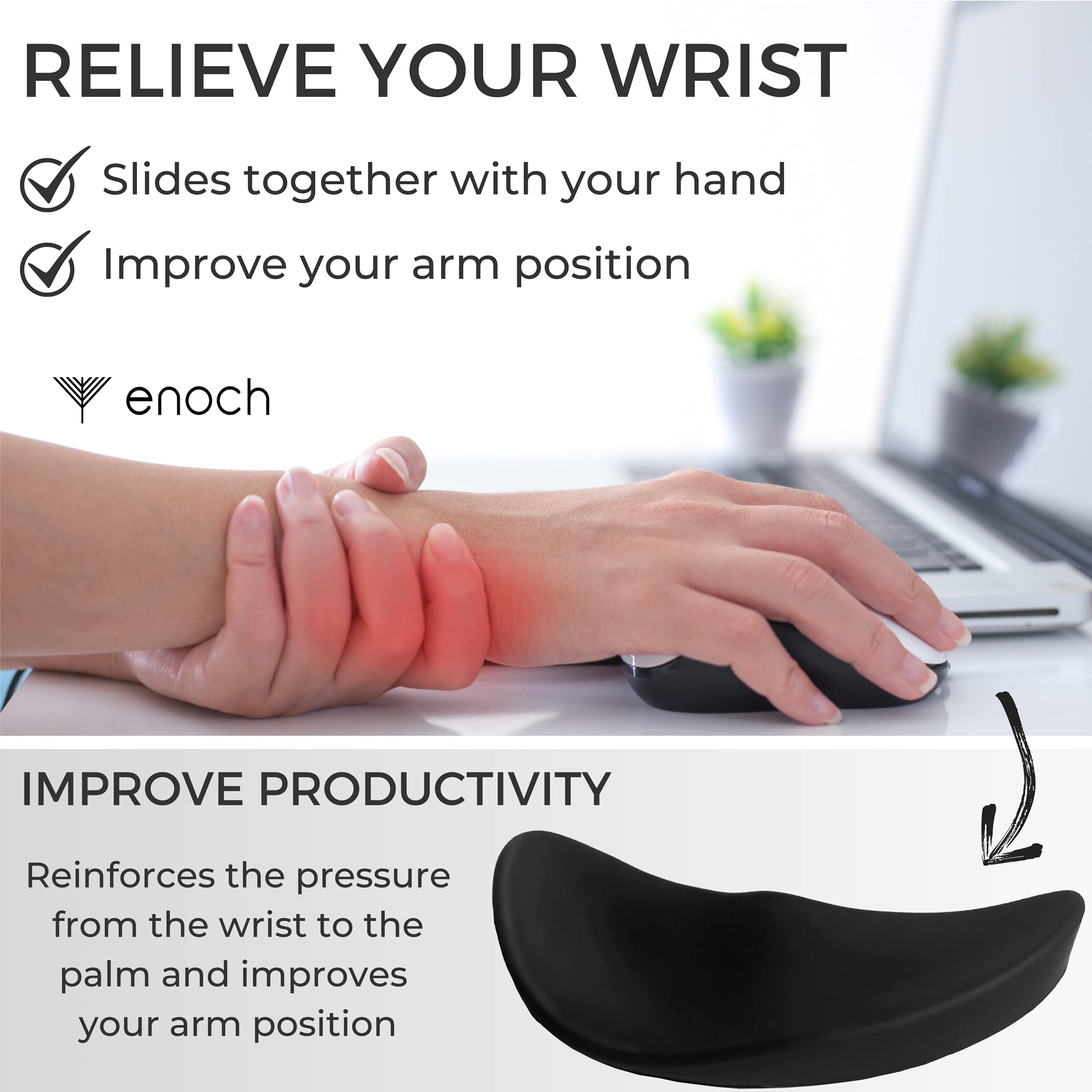 Enoch Ergonomic Mouse Wrist Rest, Palm Wrist Support Pad for Office