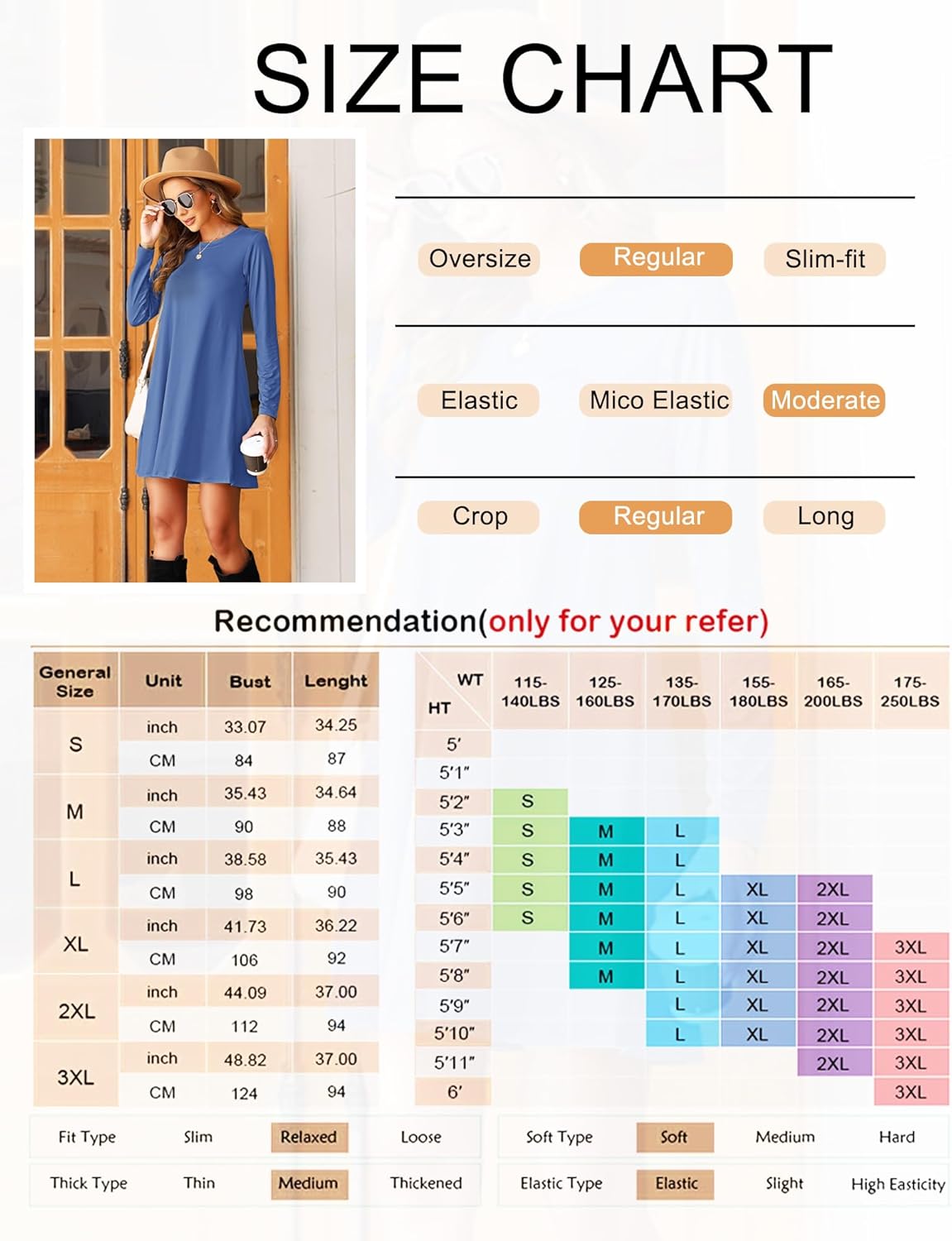 MOLERANI Women's Casual Simple Long Sleeve T-Shirt Loose Dress - Image 4