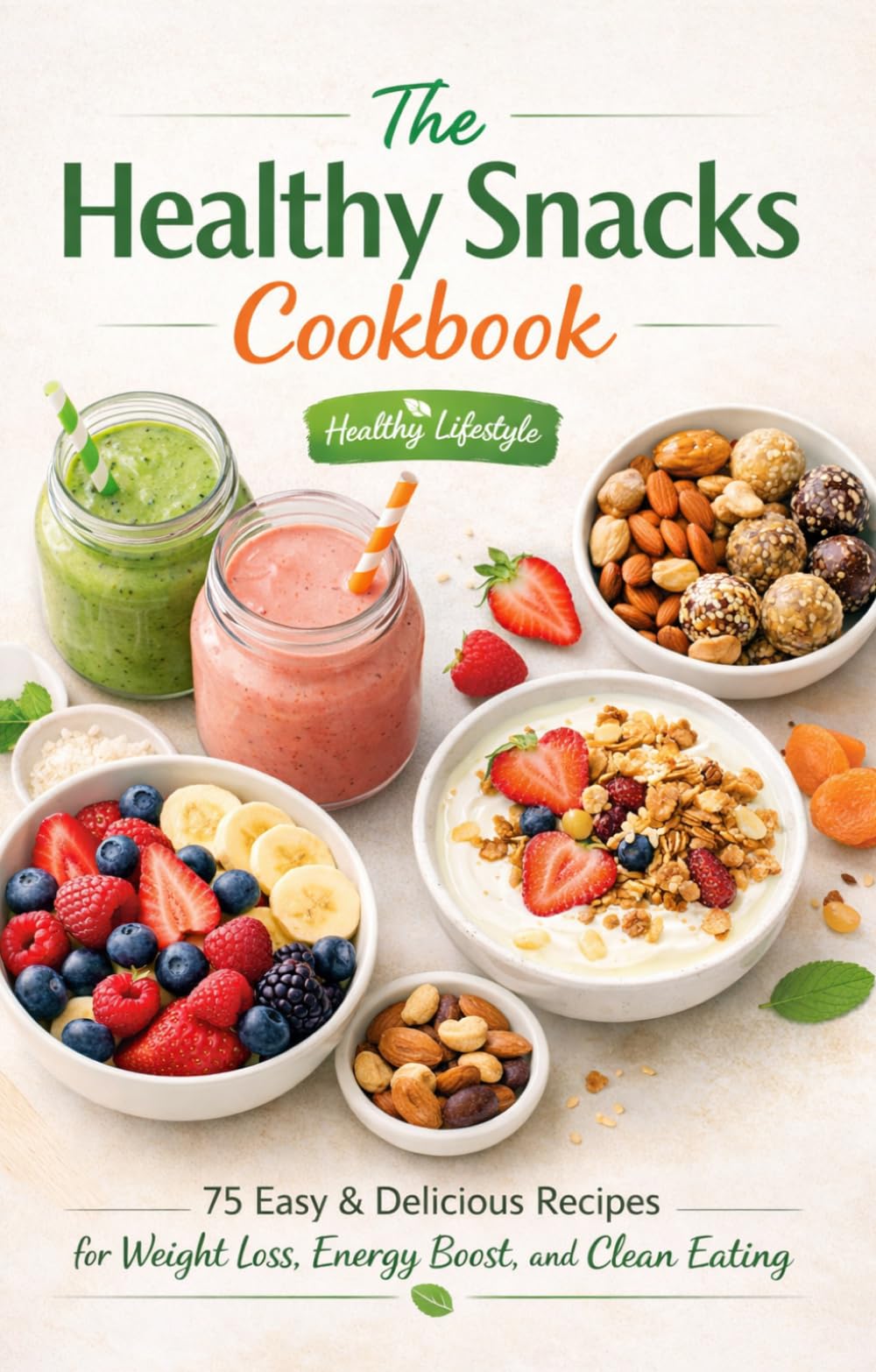 The Healthy Snacks Cookbook: 75 Easy & Delicious Recipes for Weight Loss, Energy Boost, and Clean Eating