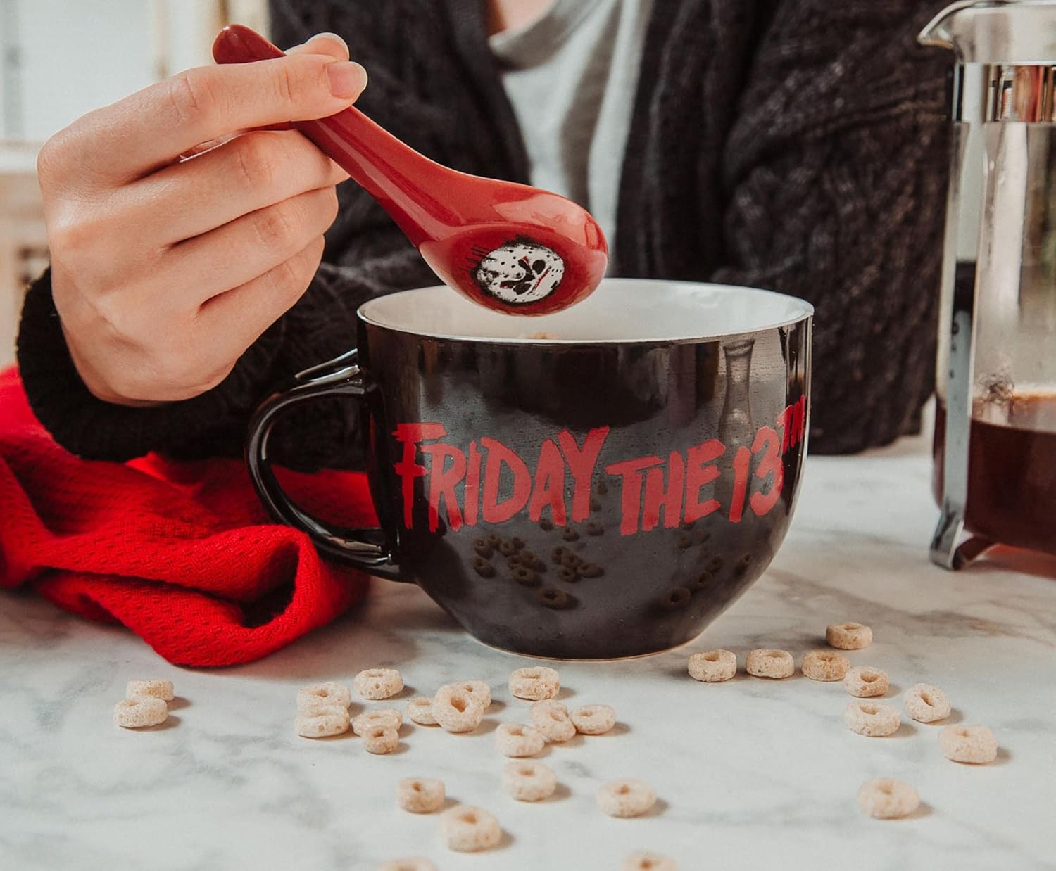 Friday the 13th Jason Voorhees 24-Ounce Ceramic Soup Mug w/ Spoon | Bowl For Ice Cream, Cereal, Oatmeal | Large Coffee Cup For Espresso, Caffeine | Home & Kitchen Essentials | Horror Movie Collectible - Image 8