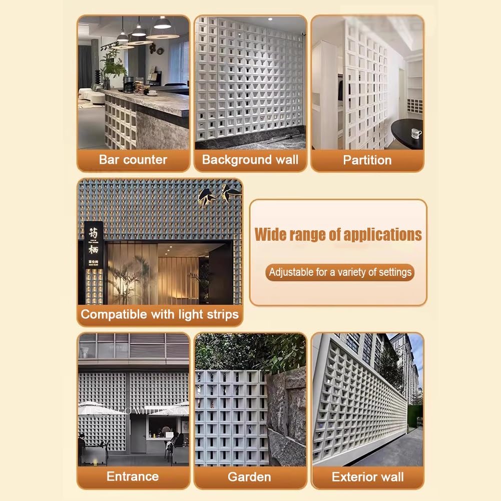 Panel de pared de PU de doble cara, mampara 3D DIY, divisor de pared con ladrillos huecos, separadores de habitación, fondo artístico, decoración de pared, 1 pieza, 6 cm de grosor.(Grey,60X120CM)