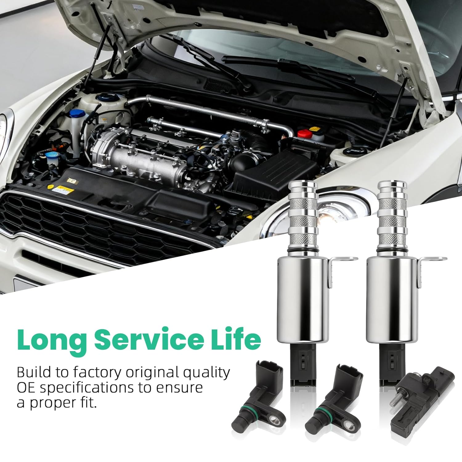 11368610388 Variable Valve Timing VVT Solenoid with Camshaft+Crankshaft Position Sensor for Mini Cooper R55 R57 R58 R60 R61 11367566652 11367587760 11367604292