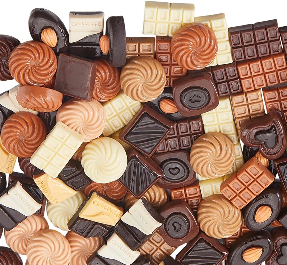 100Pcs 3 Styles Chocolate Resin Charms Flatback Cabochon Charms Flat Back Assorted Colorful Cookie Candy Kawaii Embellishments Accessories for Jewelry Nail Hair Clips Phone Cases DIY Crafts - Image 6