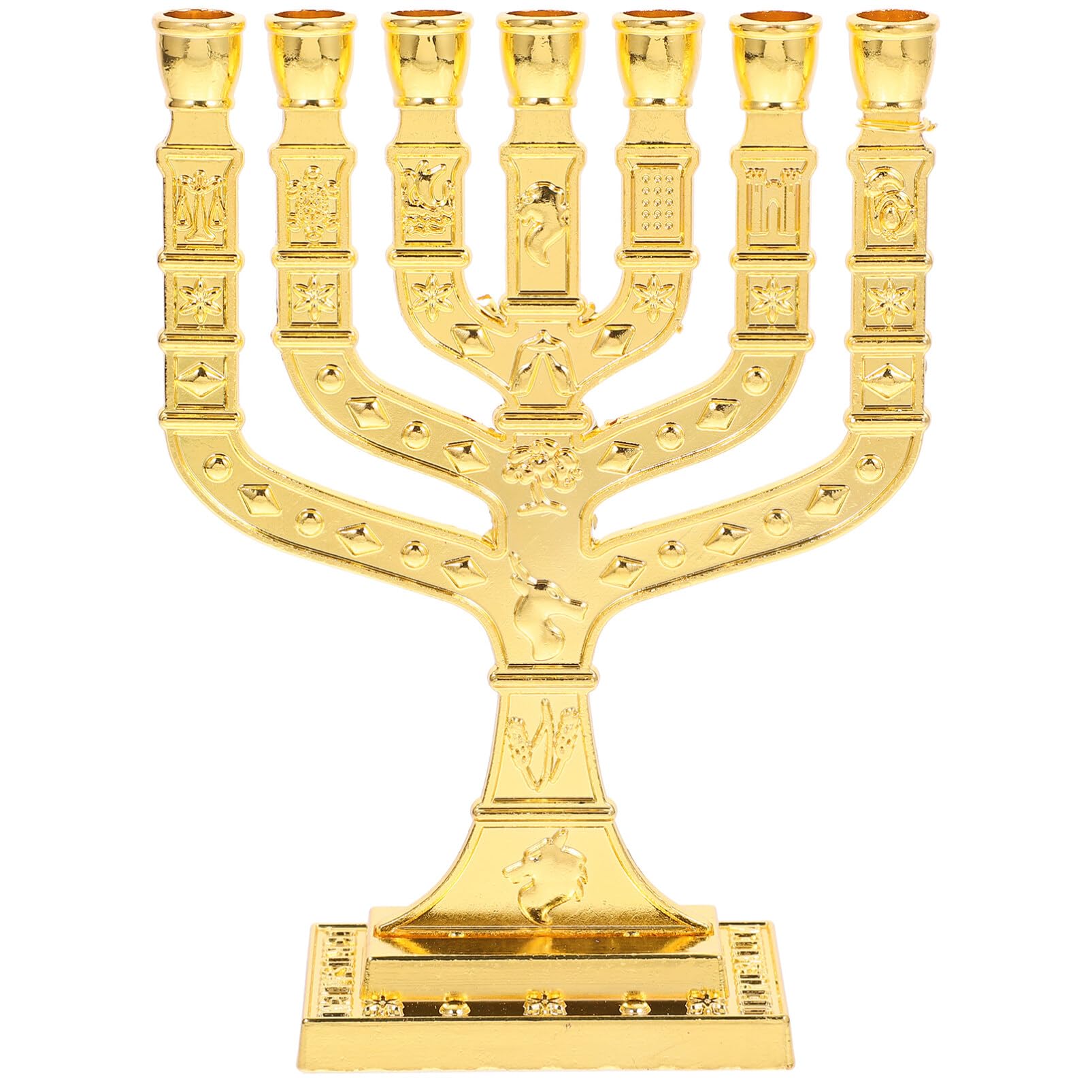 HOLIDYOYO Traditional Classic Hanukkah Menorah, Alloy 7 Branch Candlestick Jerusalem Temple Candle Holder Israel Holy Land Table Centerpiece Dinner Home Decor