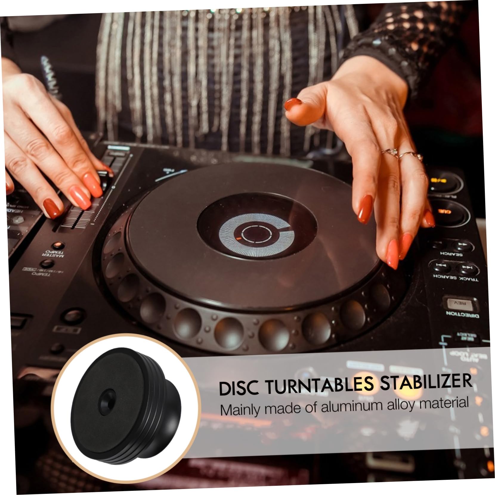 NUOBESTY Estabilizador Calidad de Vinilo de Aluminio Negro de Discos Duradero Accesorio Que Mejora la Sonido y Mantiene la Velocidad Estable para Tocadiscos