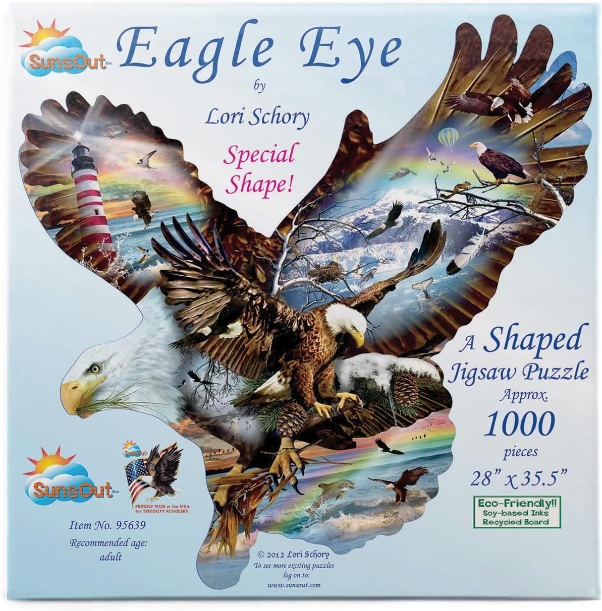 Eagle Eye - 1000 pc Special Shape Jigsaw Puzzle by Artist: Lori Schory - Finished Size 28" x 35.5" Eagle - MPN# 95639