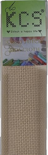 Miniatura 94 de KCS 2 piezas de tela de algodón Aida de punto de cruz contado de 15" x 18" para bordado (Lino, 14CT)