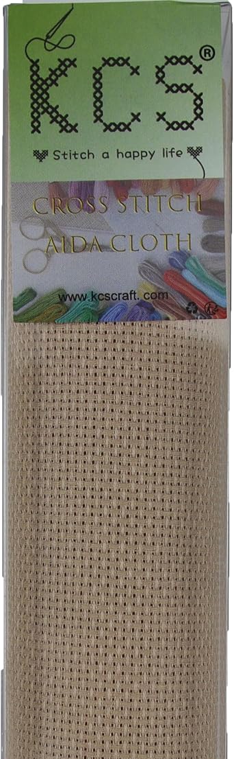 KCS 2 pc of 15" x 18" Counted Cross Stitch Cotton Aida Cloth Needlework Fabric Khaki, 16CT