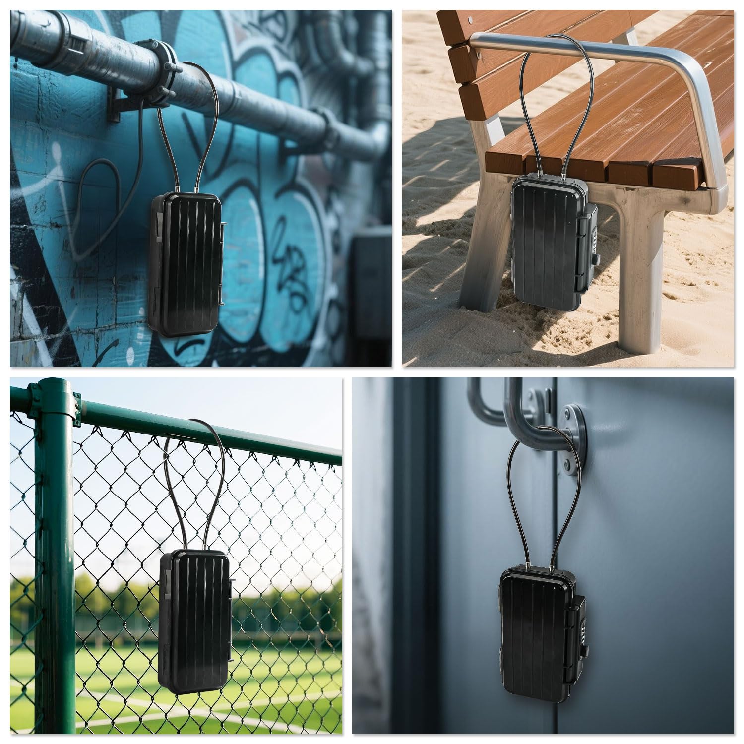 StrandSafe, Wasserdichter Strandtresor zum Anketten, Handy Safe, Zahlencode 4-stellig, Abschließbare Box, Strandsafe für ihre Wertsachen, Ideal für Reisen, Strand/Pool/Camping, Schlüsseltresor Außen