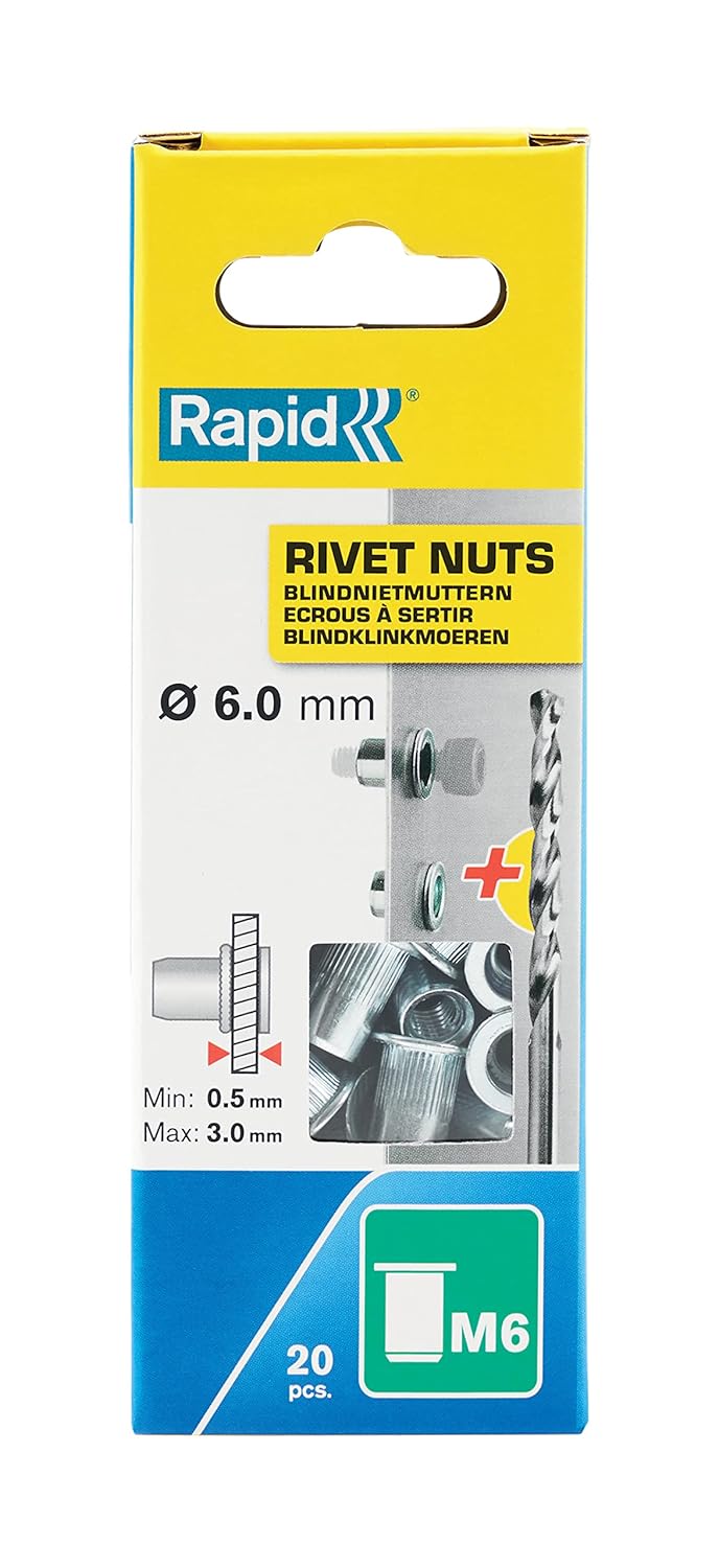 Rapid M6 Rivet Nuts, Including Drill Bit, Ø6mm, Pack of 20, 5000673