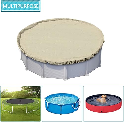 Miniatura 4 de Coarbor Cubierta redonda de invierno para alberca de 16 pies para piscinas sobre el suelo, cubiertas de seguridad para piscina con dobladillo de
