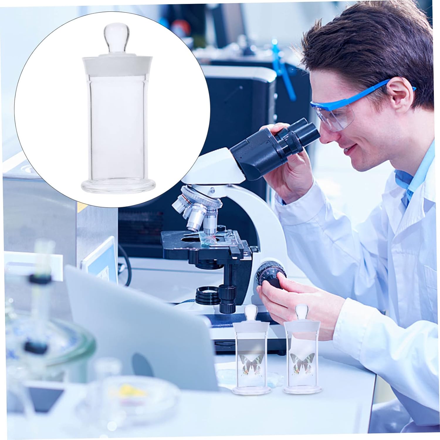 GANAZONO Transparent Glass Specimen Bottle High Borosilicate Sample Vial with Cover Leak Resistant Storage Container for Laboratory School Experiments and Liquid Samples