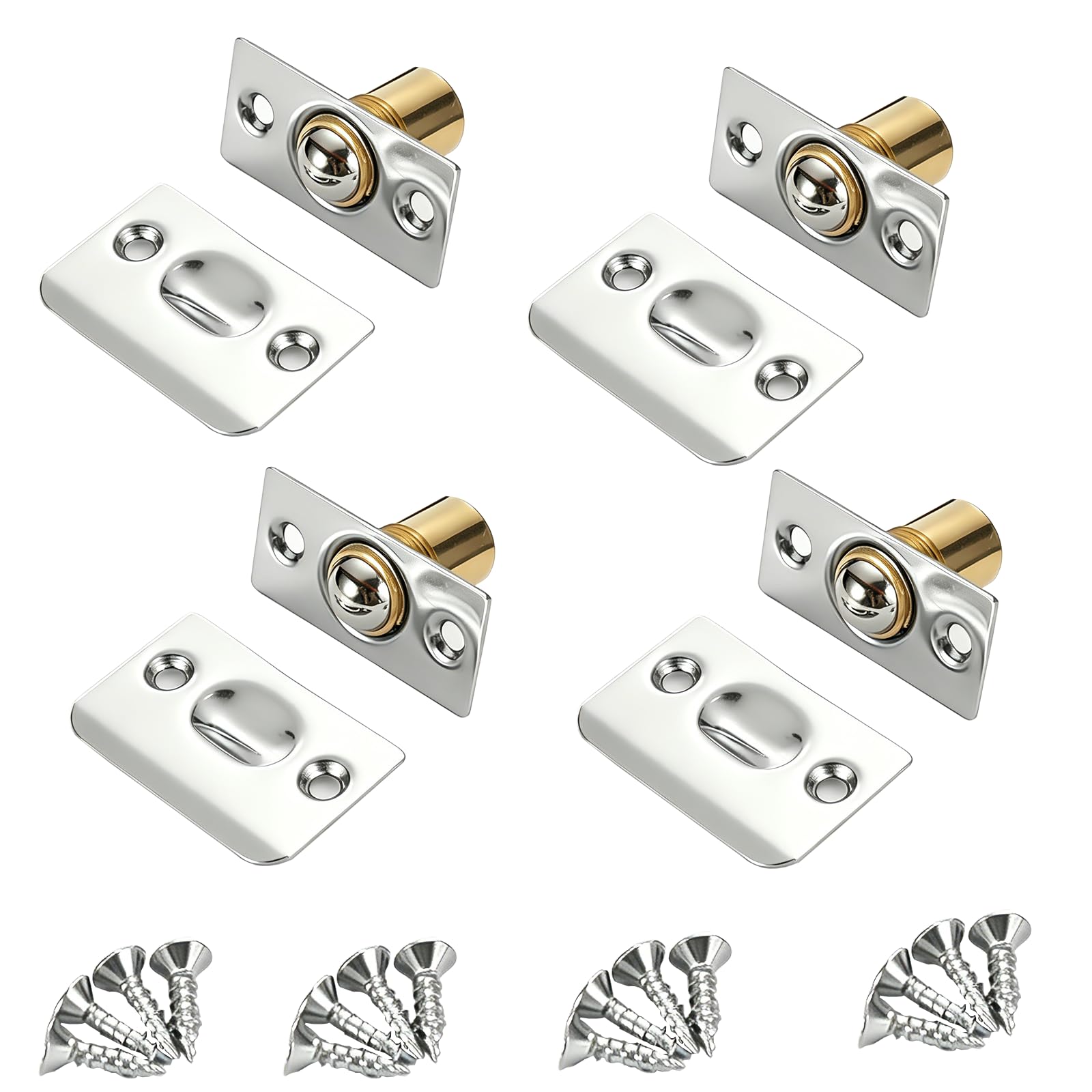 4 Pcs Ball Door Catches for Internal Doors with 16 Screws for Cupboard