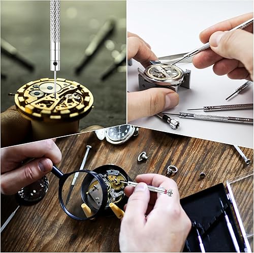 Miniatura 7 de Juego de destornilladores de joyería de micro precisión, 5 destornilladores de cabeza plana de 0.031-0.063 in con 5 cuchillas de repuesto