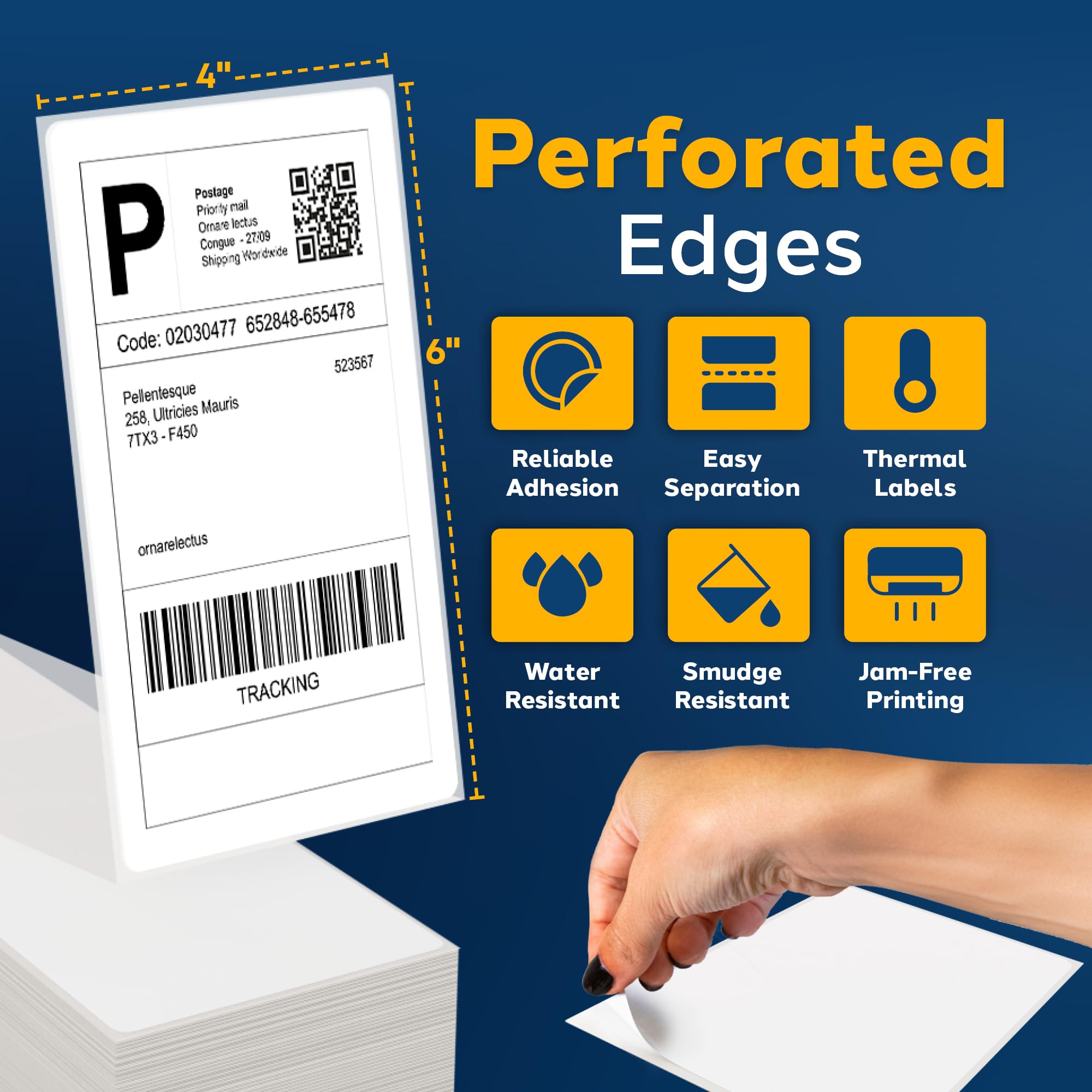 Étiquettes thermiques directes – Étiquettes d'expédition pliées en éventail (6 000) pour USPS, FedEx, UPS