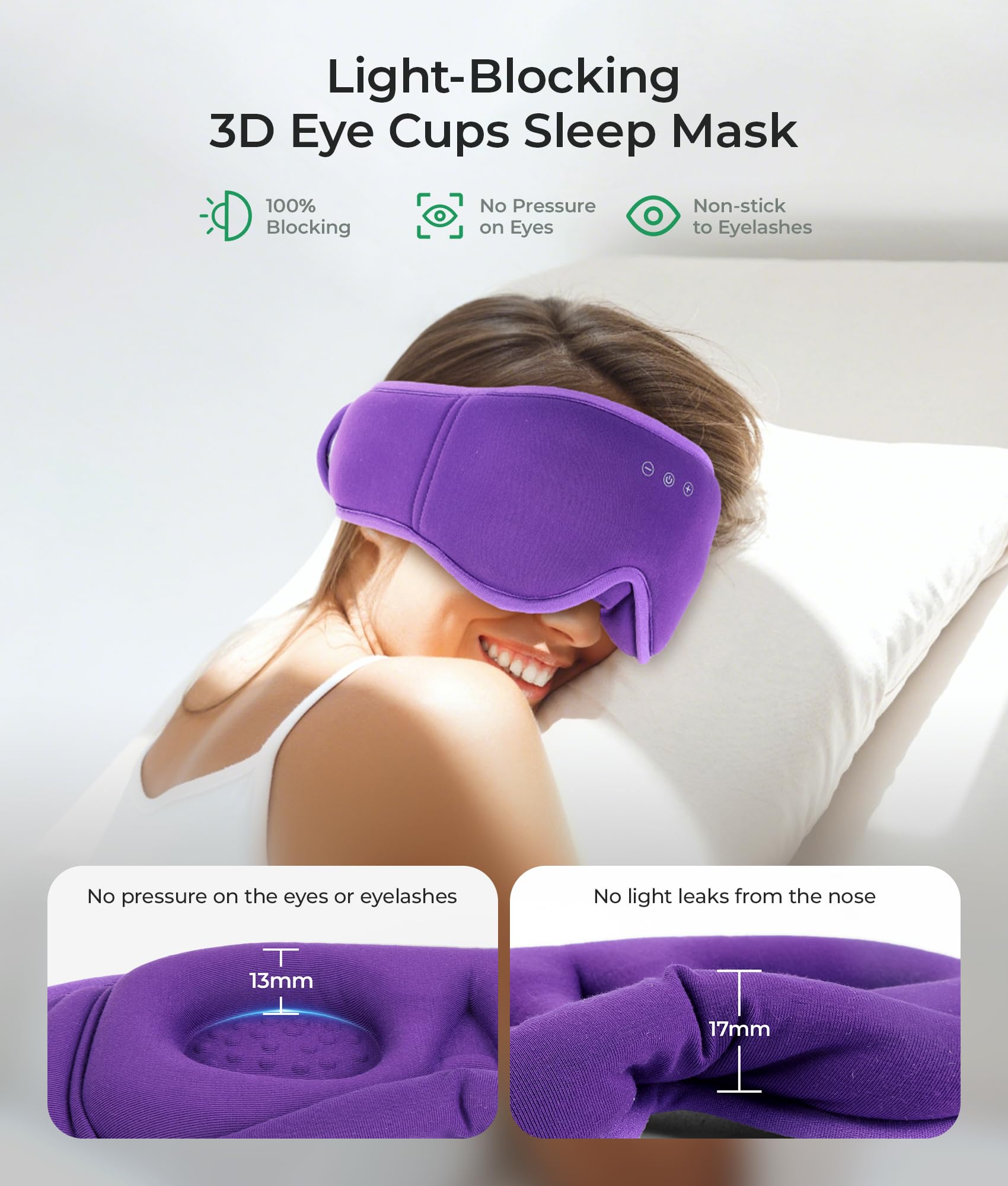 MUSICOZY Sleep Mask Headphones for Side Sleepers - Dettaglio