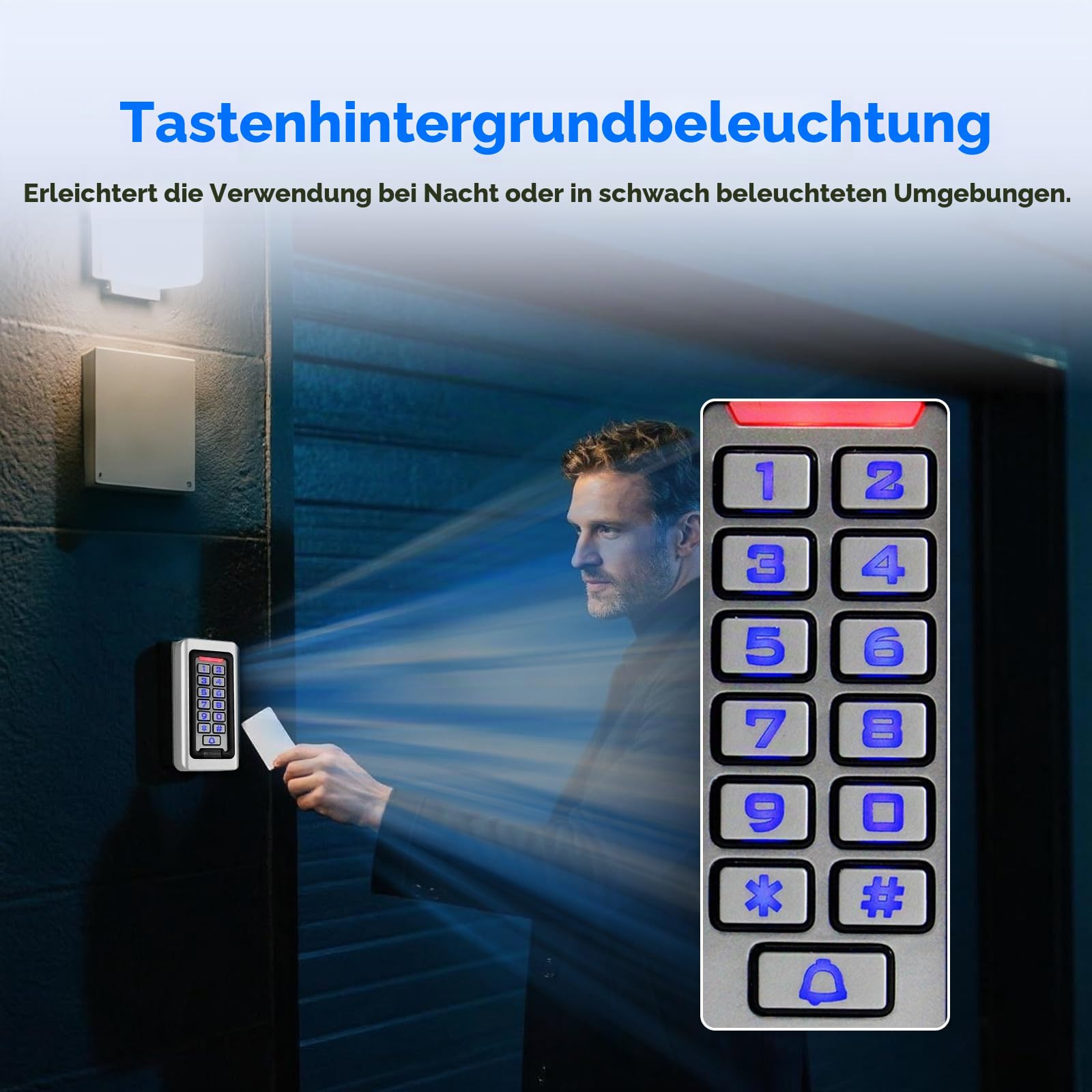 Retekess T-AC03 Codeschloss Haustür, Türöffner mit Code | für Fabrik Warehouse Wohngebäude, Bank, Garagentor, Wasserdichte RFID IP68, Zutrittskontrolle Codetaster
