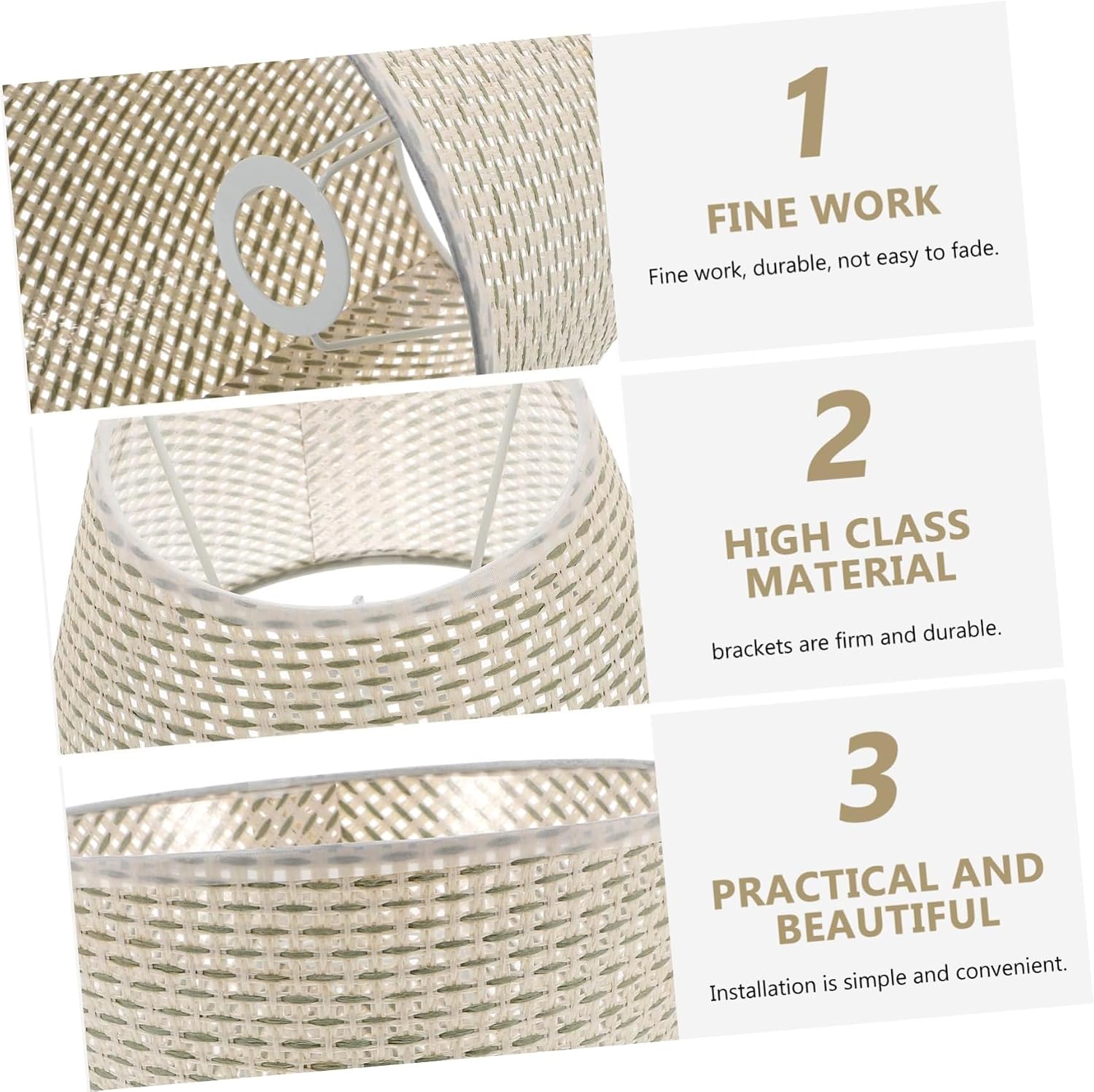 Levemolo 1pc Beige Woven Desk Lamp Shade Handcrafted Rattan Lampshade for Home Decor Elegant Light Cover for Table and Floor Lamps Eye-friendly Design and Strong