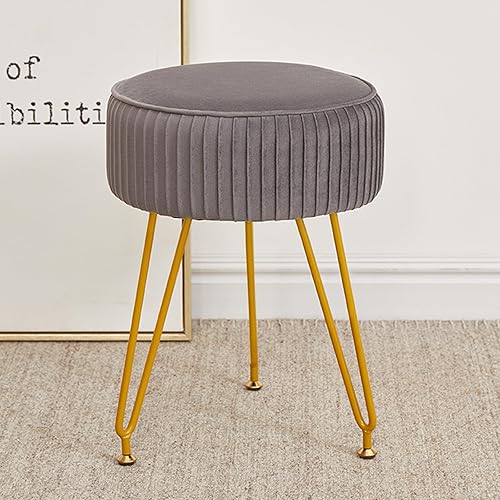 Miniatura 18 de Taburete de tocador de terciopelo, taburete otomano moderno con patas doradas ajustables, silla de maquillaje para tocador, taburete de maquillaje