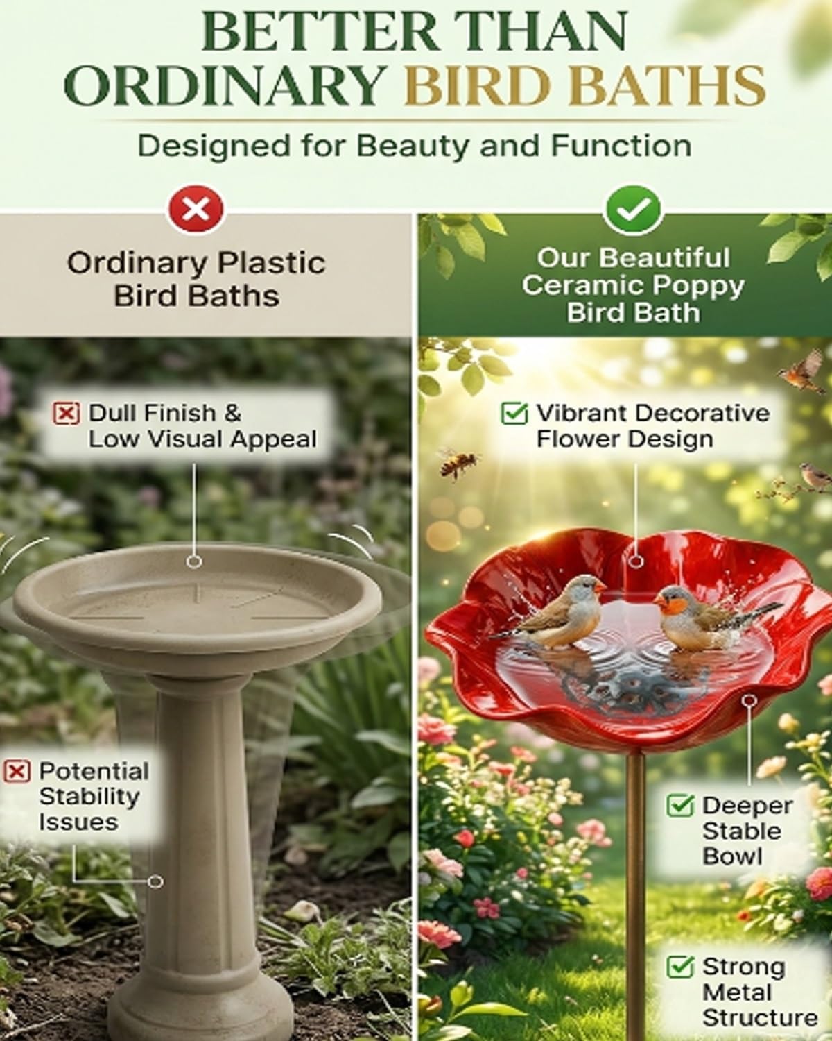 Handmade Metal Flower Garden Stakes Bird Bath Mini Bird Bath & Pollinator Water Station Everlasting Garden Blooms Metal Birds Baths Flower Birds Baths Outdoor Yard Art Decor Unique Gift