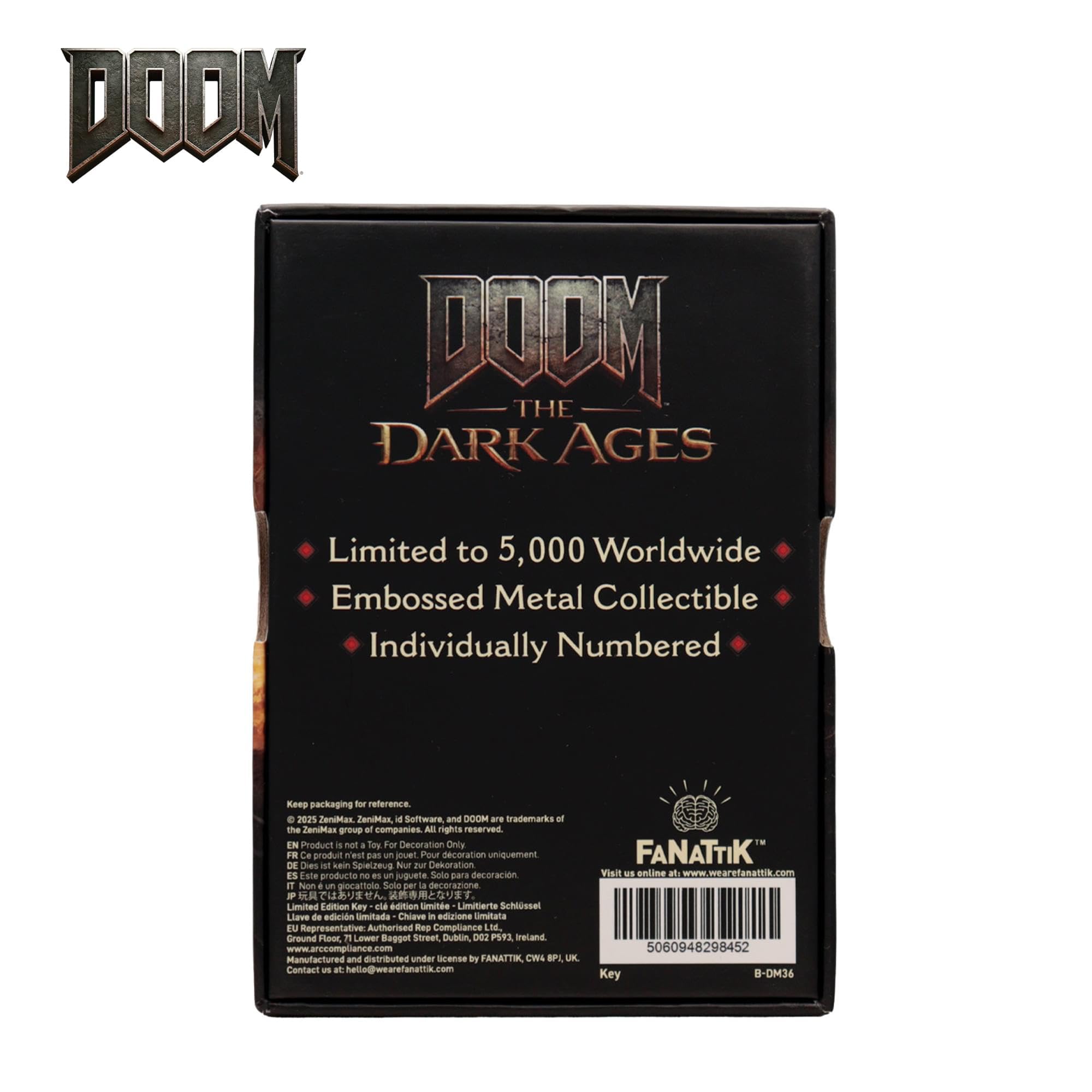 FaNaTtik Doom - Replica Chiave segreta in Metallo, Edizione Limitata (5000 in Tutto Il Mondo), Merchandising Ufficiale, Colore Argento Antico