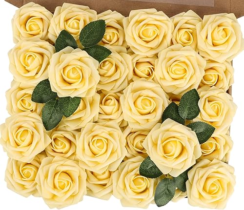 Miniatura 9 de MACTING Flores Artificiales Rosas 30PCS Tacto Real Flores Falsas con Tallo Rosa de Espuma Arcoíris para Bricolaje Ramos de Novia de Boda Centros