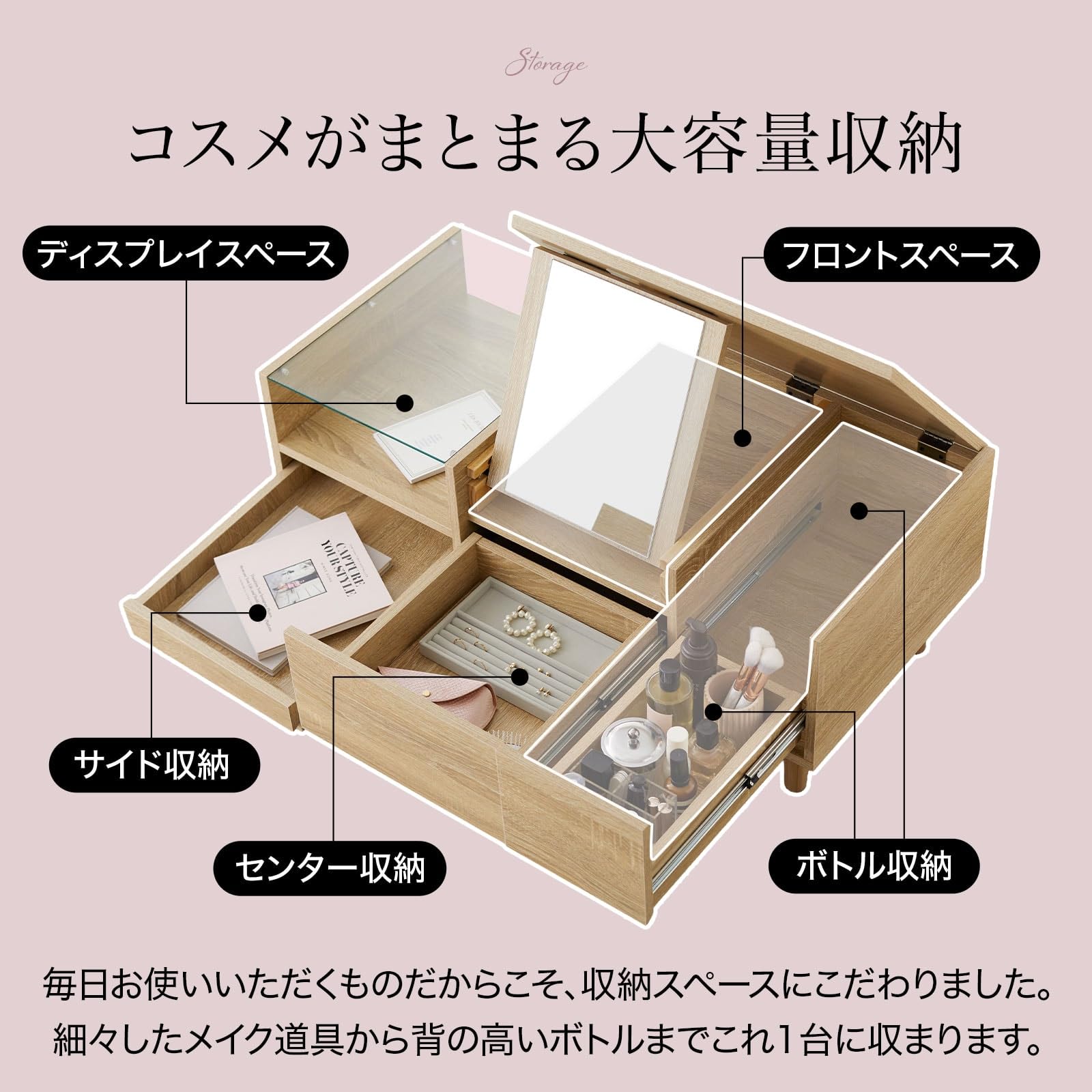 Amazon｜LOWYA ロウヤ 【半完成品】 ローテーブル ドレッサー 引き出し