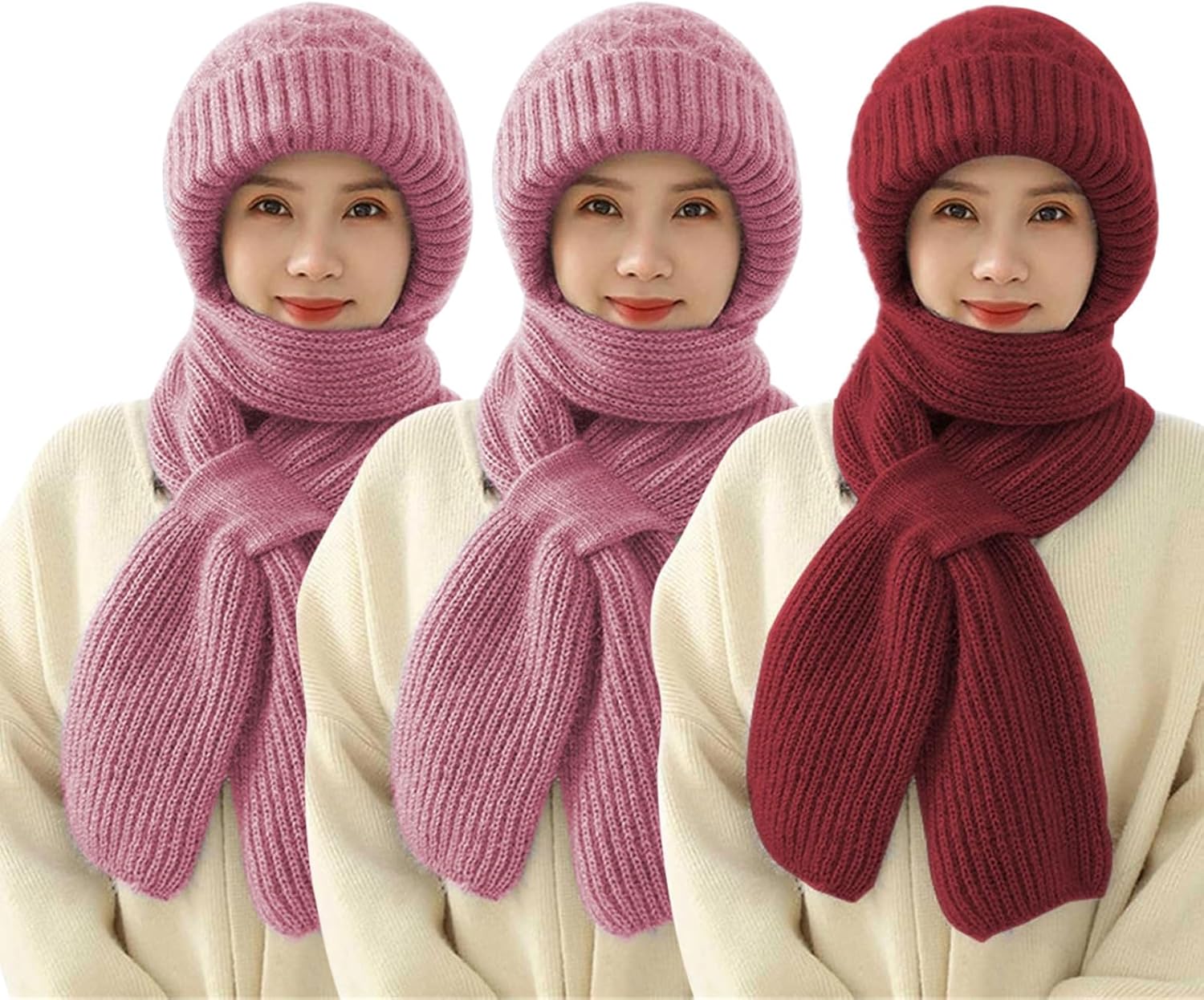 Écharpe à Capuche Coupe-vent Pour Femme, Chapeau Chaud, Capuche Sherpa, Peluche Douce, Hiver, Temps Oid, 2 En 1