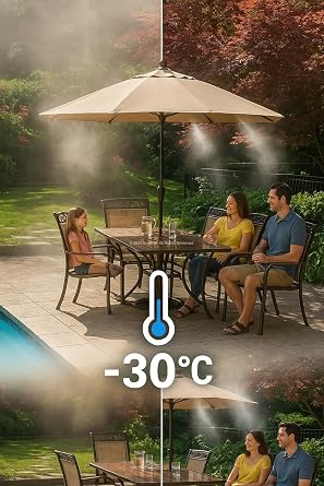 Busstier Garden Irrigation and Cooling System, 10 Meters Water Spray Hose, 10 Nozzles Drip Irrigation Kit, Balcony Greenhouse Gazebo Compatible Easy Installation Set for Plant and Outdoor Use