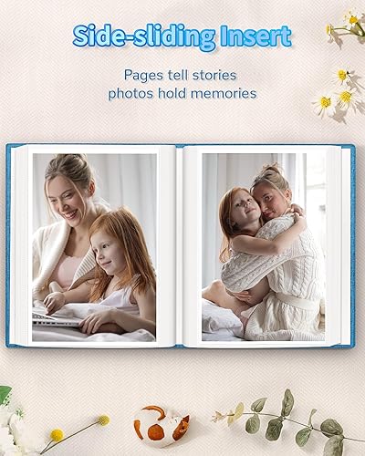 Miniatura 265 de Álbum de fotos de 4 x 6 pulgadas con 300 bolsillos, álbumes de fotos deslizables, cubierta de lino, libro de recuerdos con ventana frontal, página
