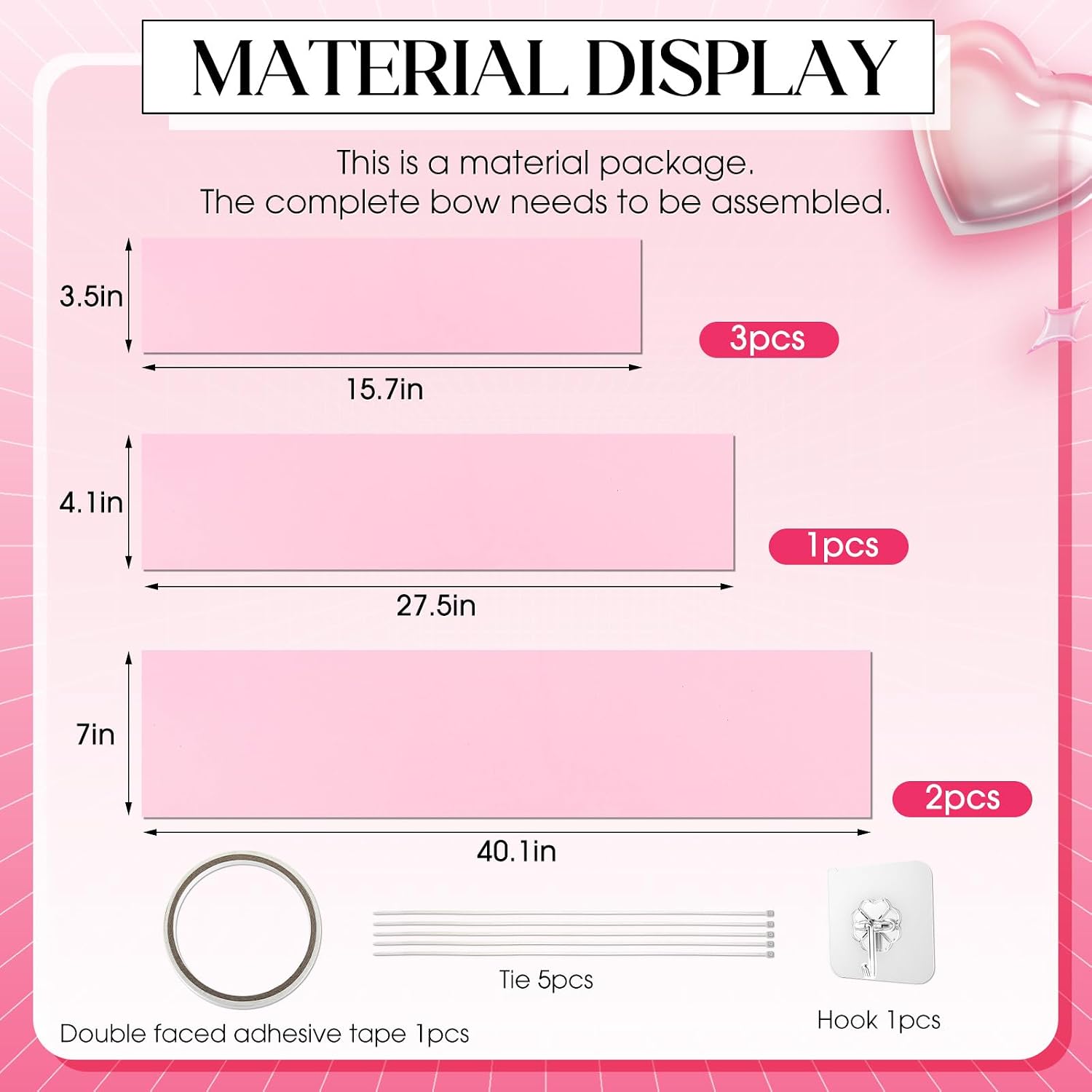 Giegxin 3 Pack Big Pink Bow Large Bows for Decoration 12 20 30 Inch 3D Wrapping Cake Box Basket Decoration Giant for Car Wreath Crafts Wedding Birthday Party Decor Christmas Party Gift Easy Assembly image 4
