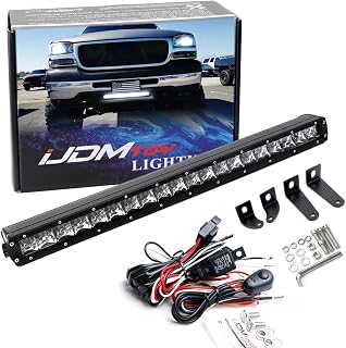 iJDMTOY 20-Inch 100W High Power Single-Row LED Light Bar Kit w/Relay Wiring Harness for Off-Road Truck SUV 4x4 ATV UTV, etc