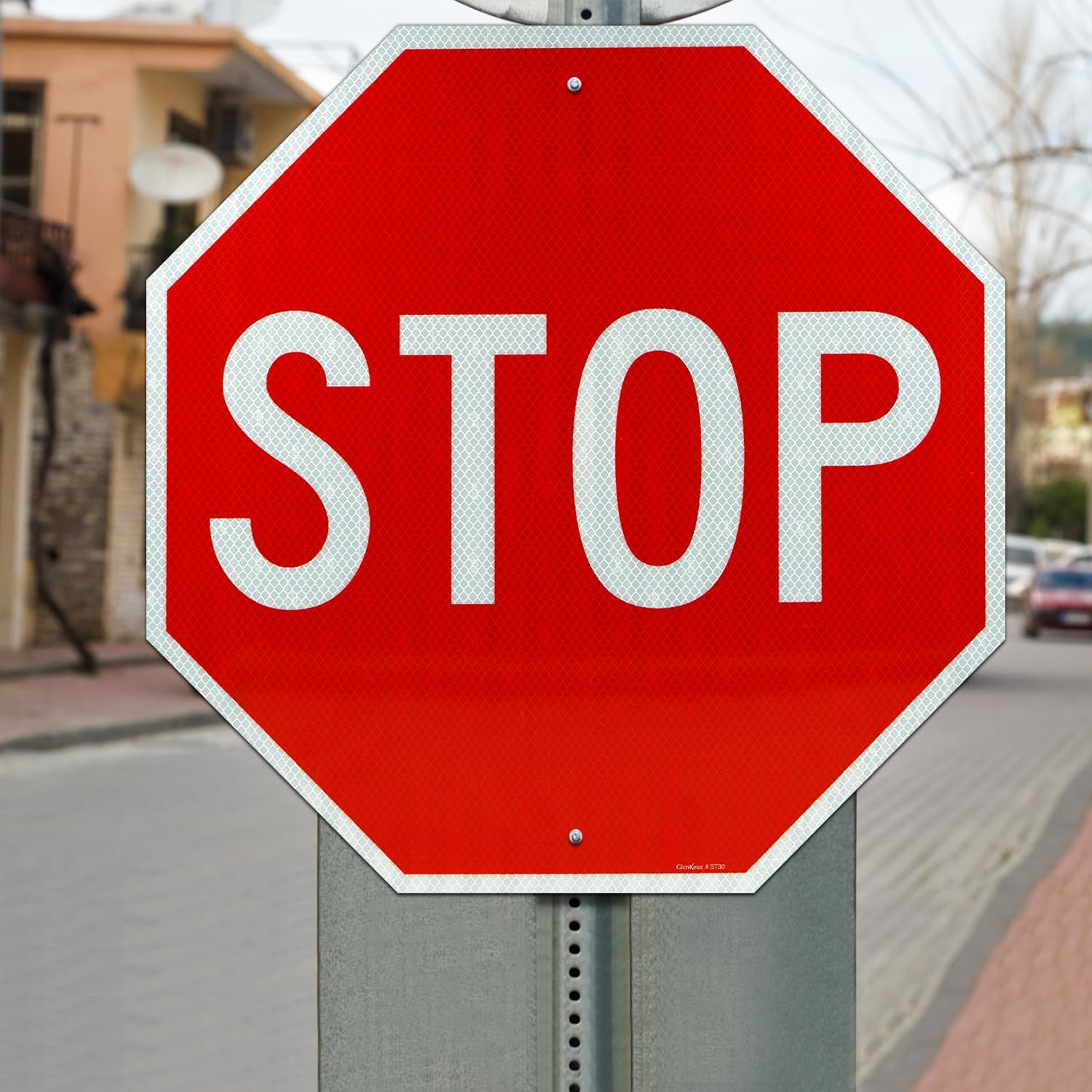 GicnKeuz Stop Signs Traffic Signs 30 x 30 Inches, High Intensity - Engineer Grade Reflective Aluminum Sheeting, Rust Free Metal Stop Sign Street Road Sign, Weather Resistant, Waterproof, Fade Resistant, 2 Pre-drilled Holes (1-PACK)