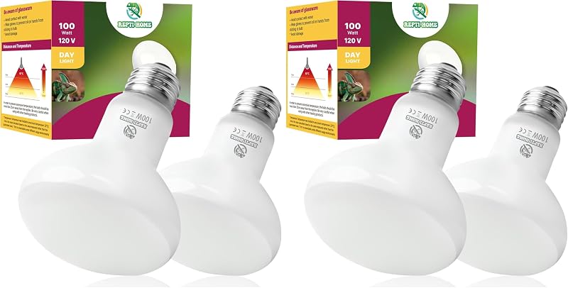 Lâmpada de Aquecimento para Terrário REPTI HOME HL-100W 100 W para Répteis e Anfíbios, Pacote com 4