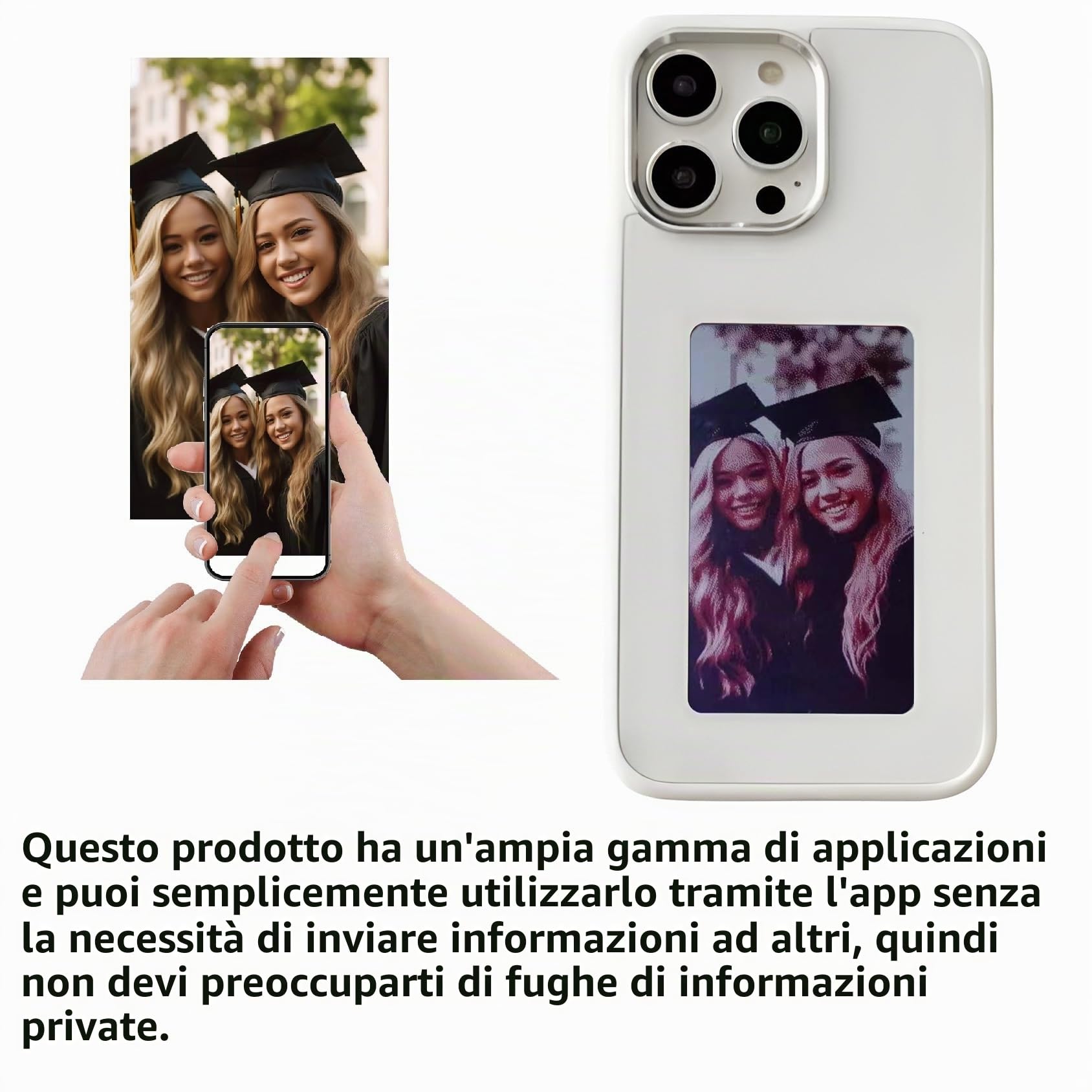 Custodia per telefono con proiezione posteriore intelligente, custodia per telefono E-Ink personalizzabile per visualizzare istantaneamente le foto sullo schermo dell'inchiostro, cover posteriore