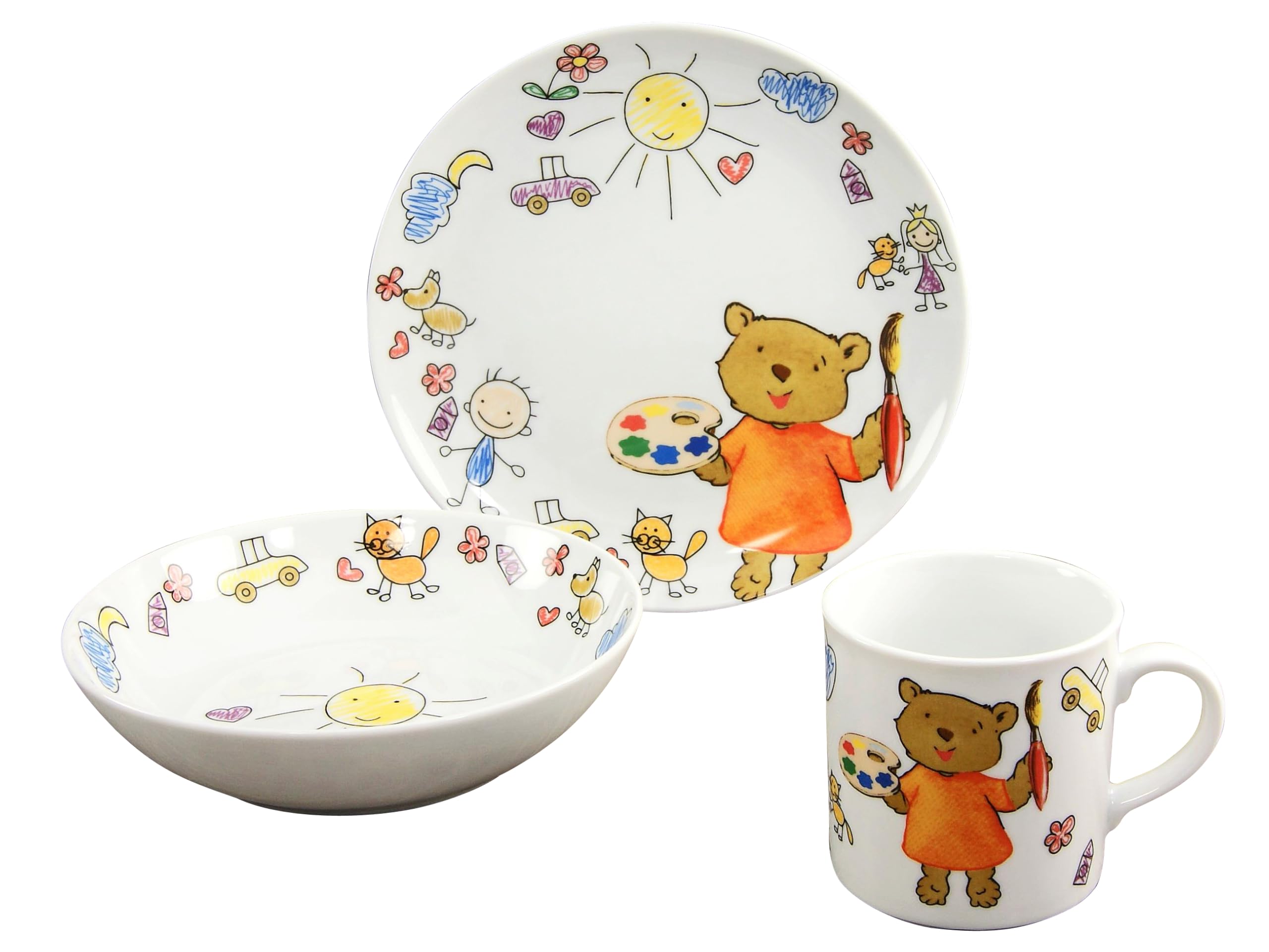 Creatable, 15027, seria Teddy, 3-częściowy serwis dla dzieci, wielokolorowy, 24 x 20 x 26 cm