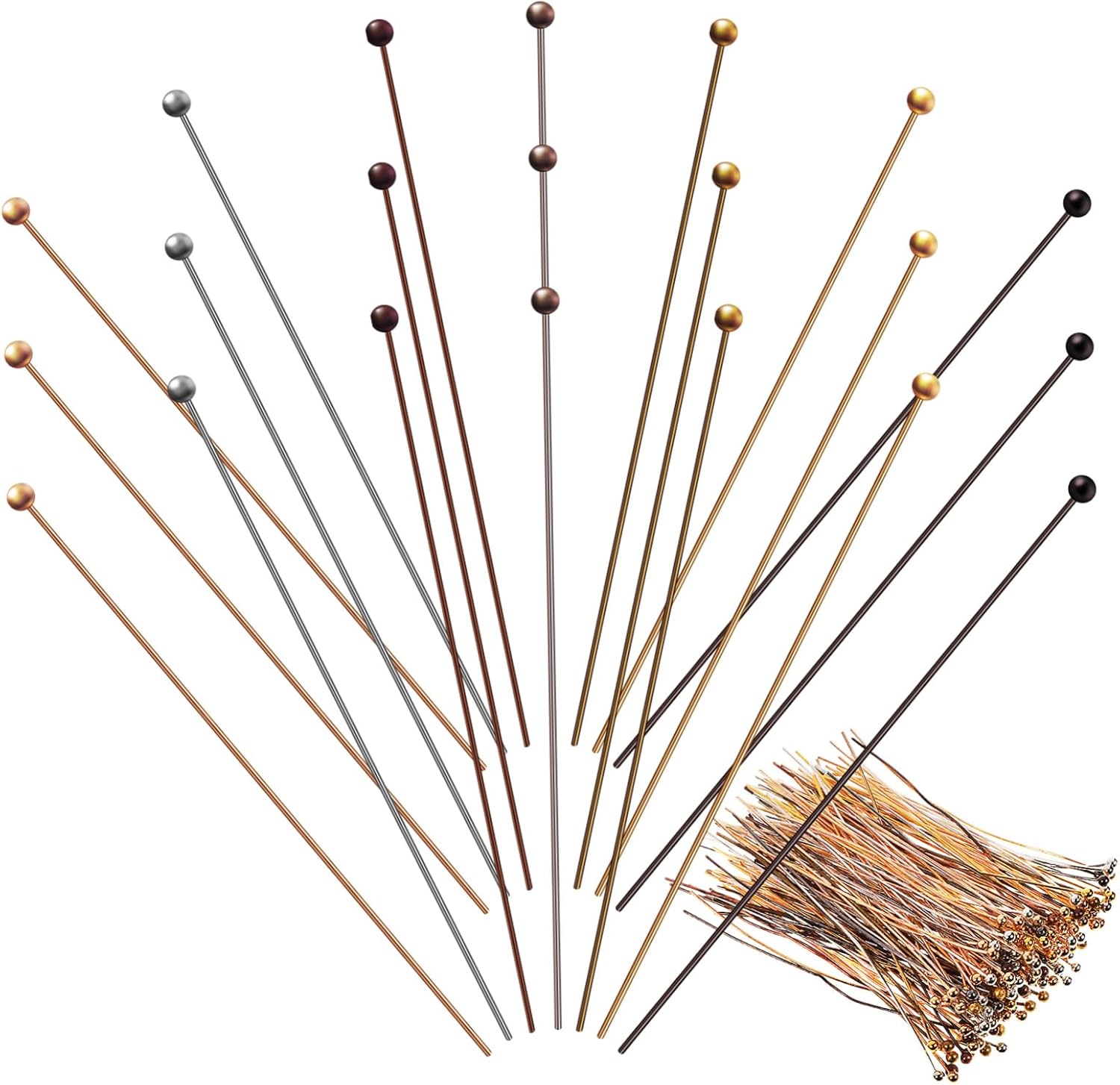 Lurrose 800pcs Ball Head Pins for Jewelry Making Thin Headpins for DIY Earring Bracelet Necklace and Craft Projects