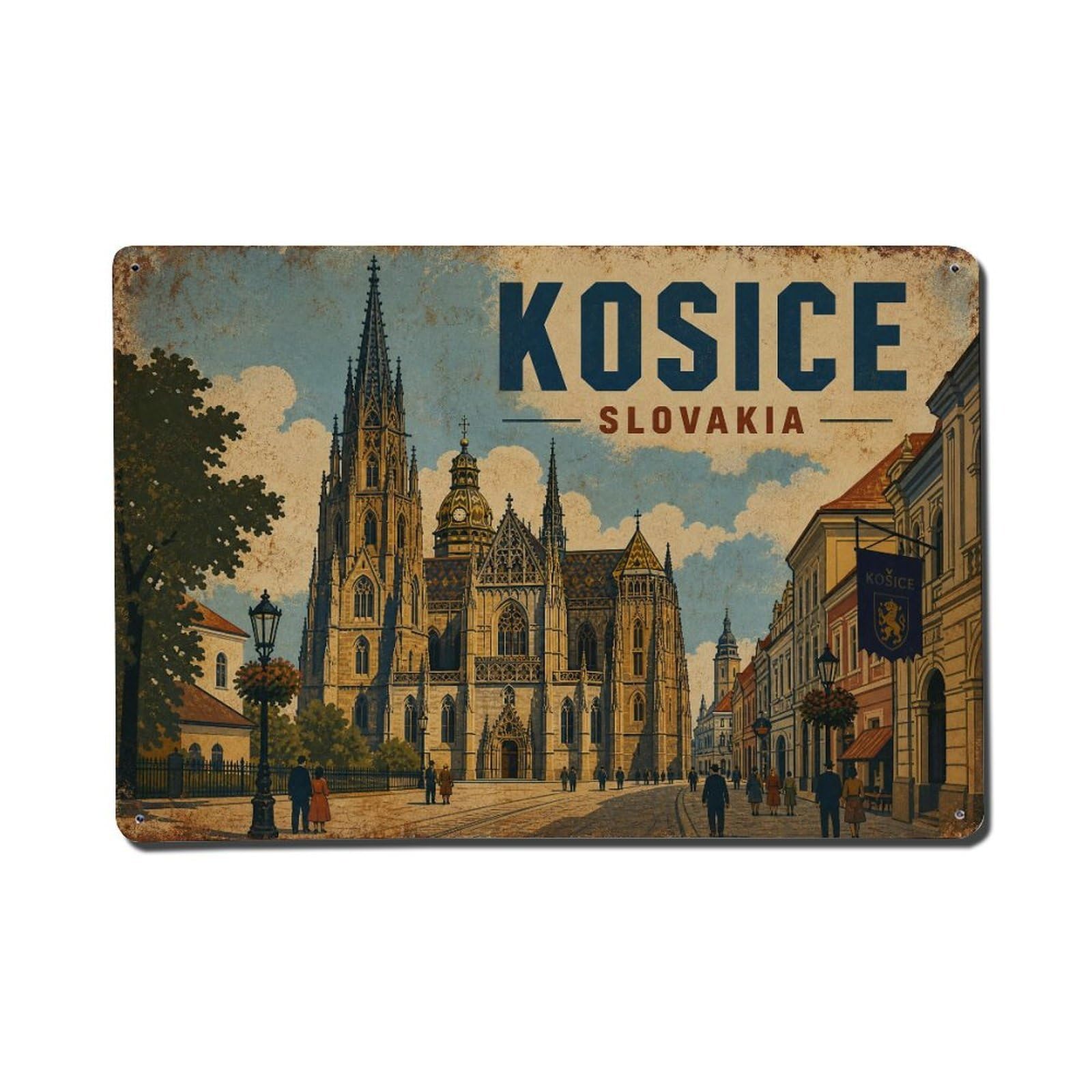 Retro Travel Slovakia Kosice Metal Tin Sign