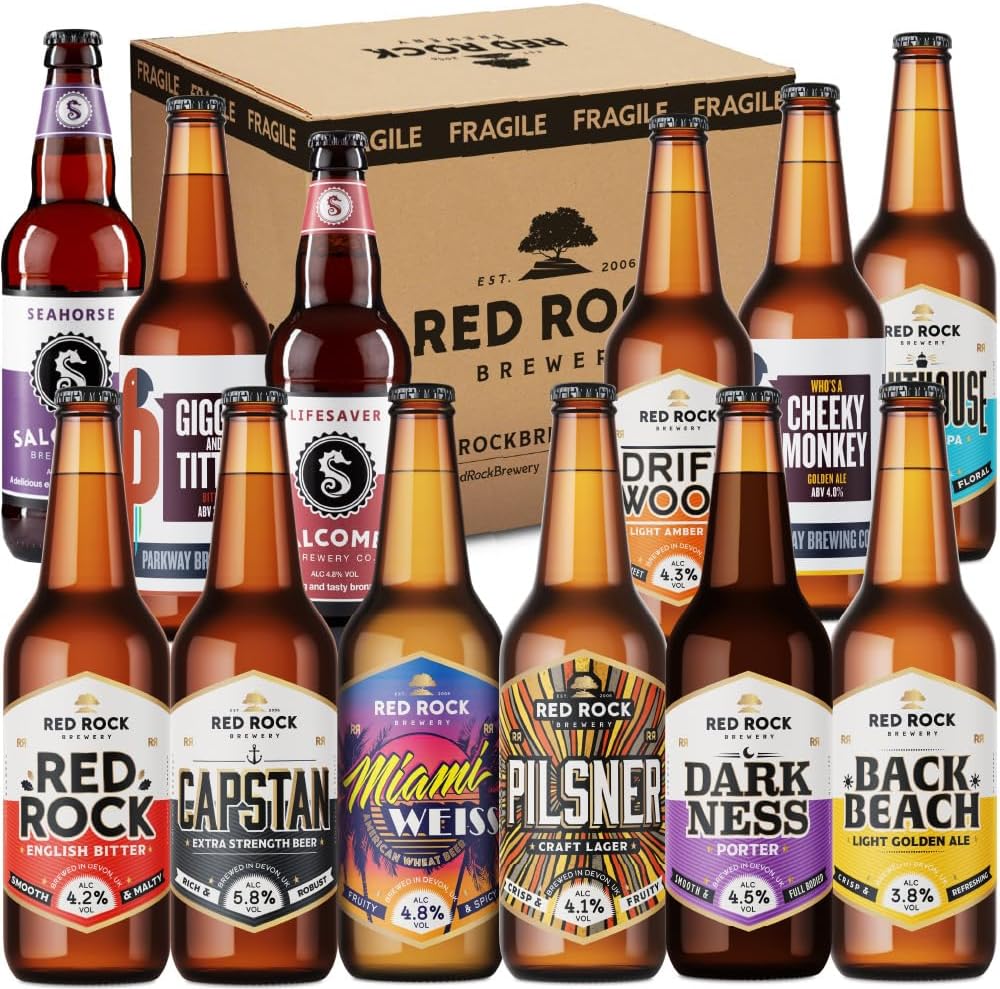British Craft Ale Taster Pack Case of 12x 500ml English Beer Selection Bundle (Mix) Amazon