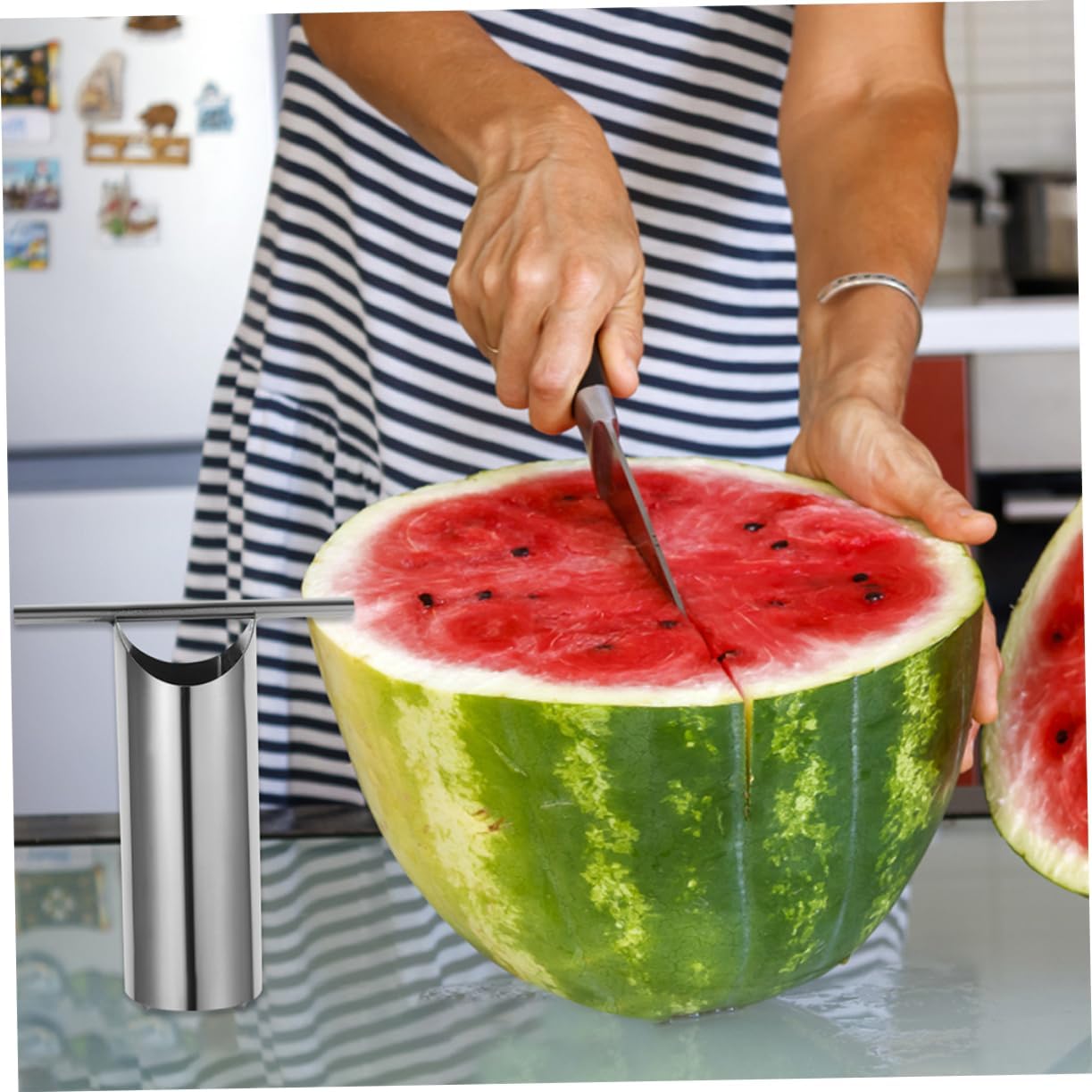Mikinona 2pcs Watermelon Corer Slicer Ergonomic Melon Cutter Tool for Easy Watermelon Cutting and Serving Kitchen Gadget for