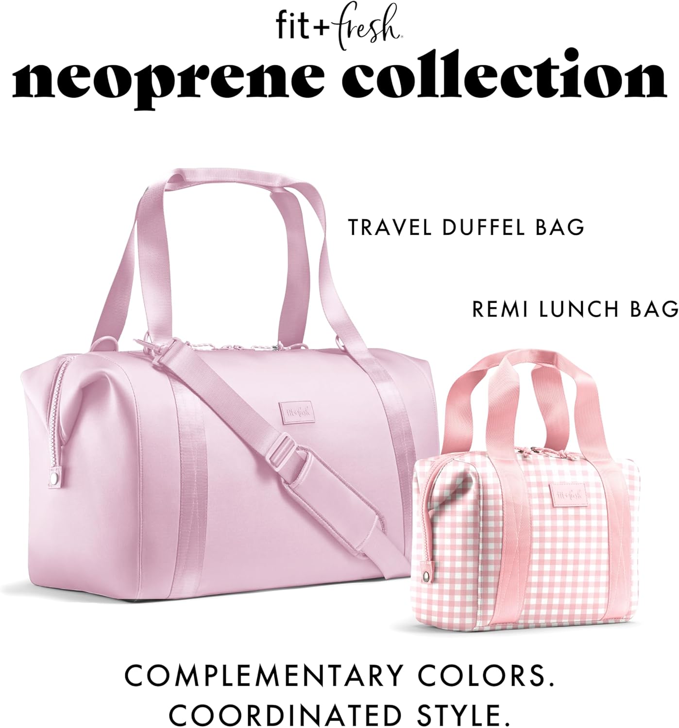 Fit & Fresh Remi Neoprene Lunch Bag For Women - Meal Prep Kit with Containers & XL Ice Pack, Self Insulating Neoprene-like Material, Machine Washable Lunch Bag, Tear & Stain-Resistant, Pink Gingham - Image 7