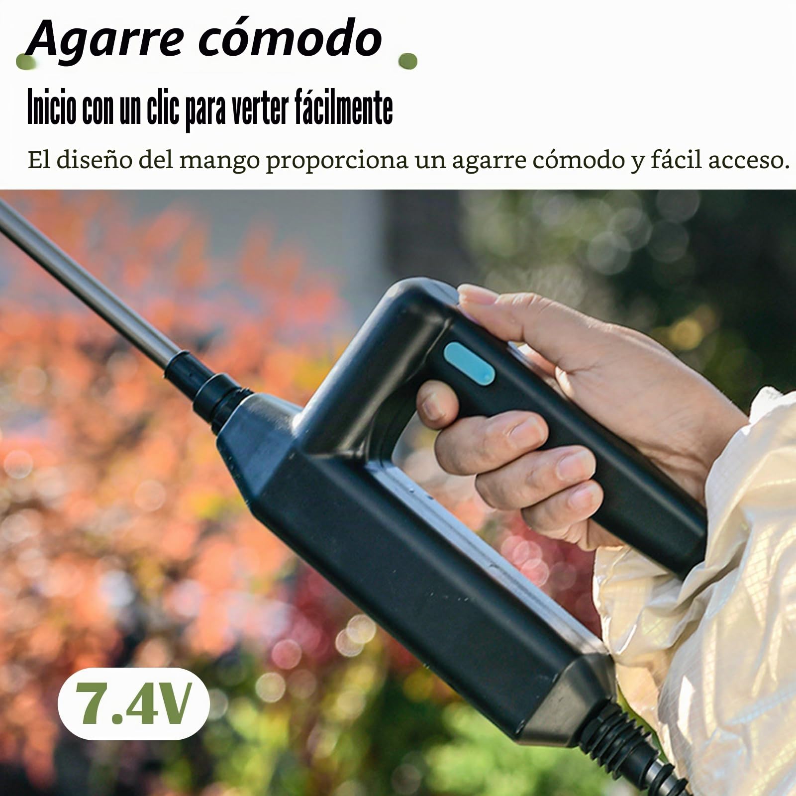 Pulverizador Presión, 8L Batería Pulverizador Jardín con Lanza 4 Boquillas Pulverización Ajustables Pulverizador Mochila con Batería 2400Mah Bomba Automática Lanza Telescópica Tanque Transparente