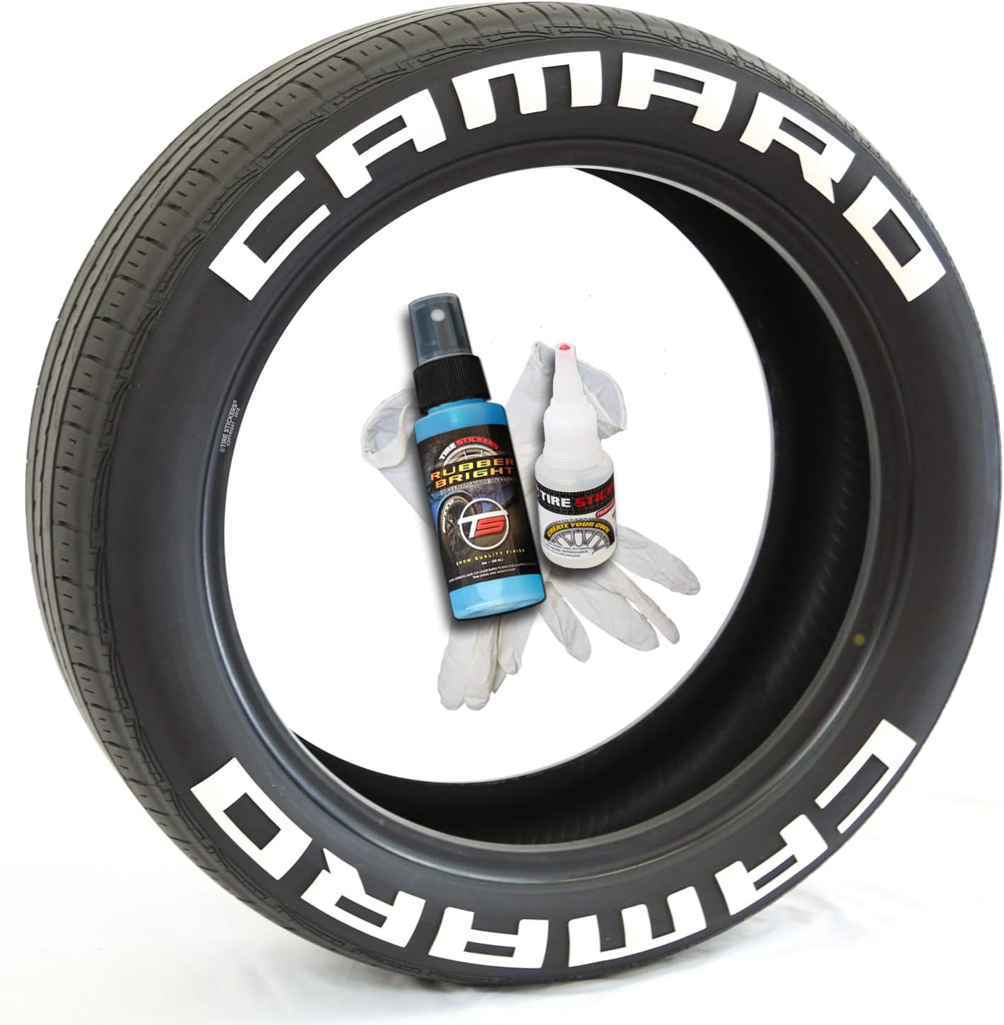 Tire Stickers Camaro Permanent Tire Lettering Kit with Glue - Custom Sizing & Colors (Pack of 8)